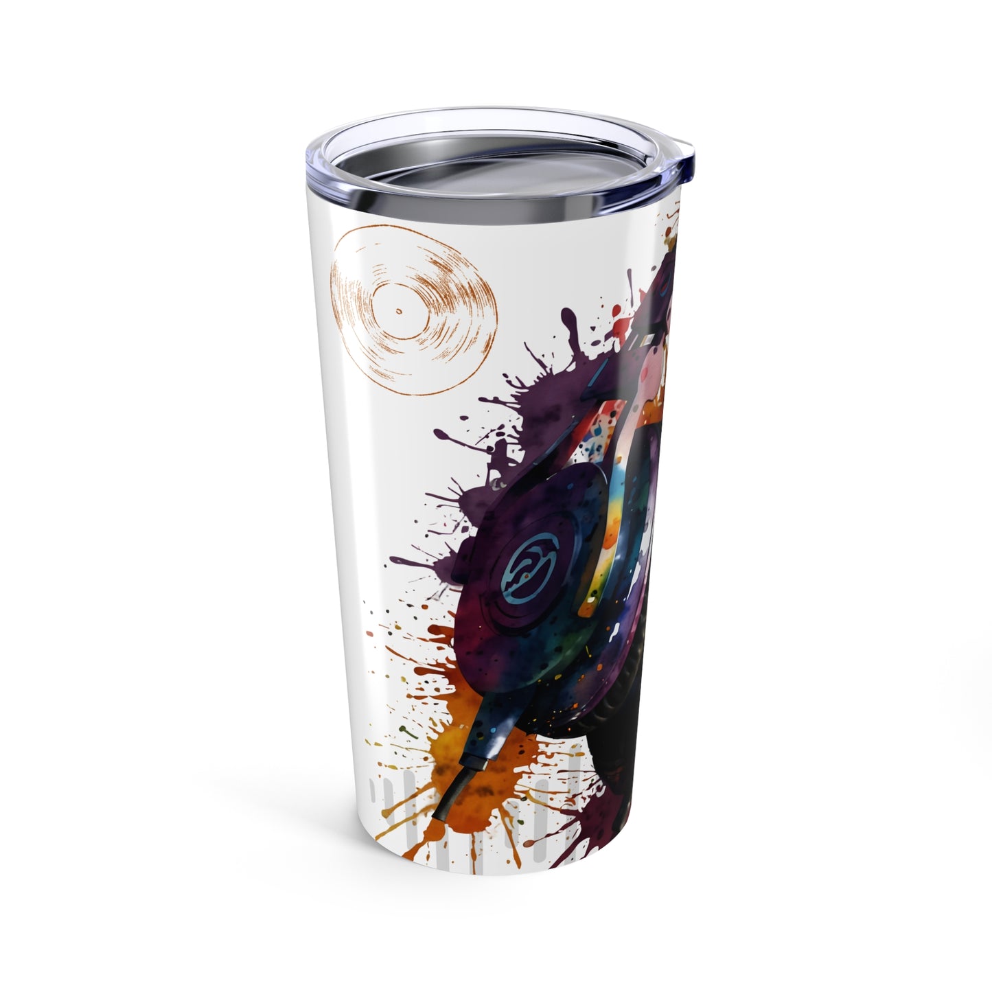 Headphones Design Tumbler 20oz, Music Lover Gift, Insulated Cup, Travel Mug, Stainless Steel, Gift for Audiophile, Musical