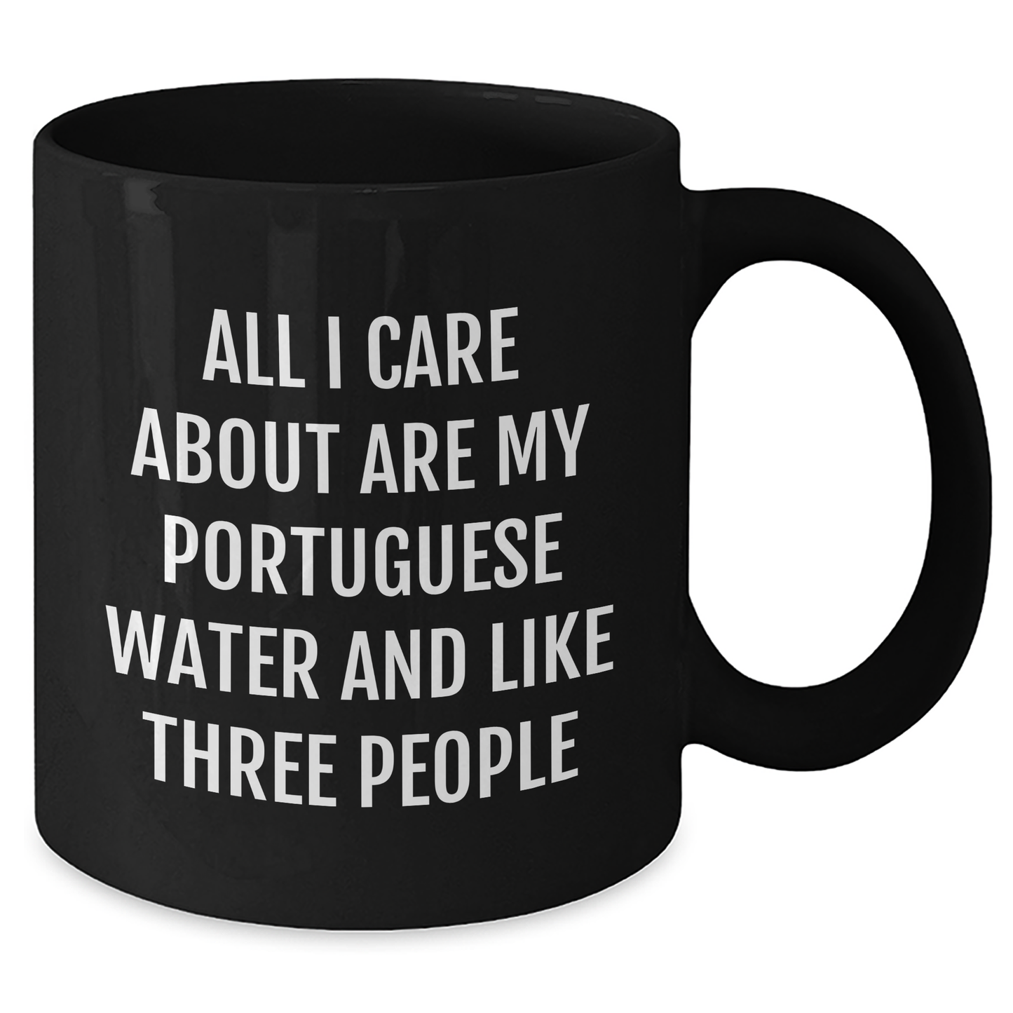 Portuguese Water Dog Lovers Gift, Funny Black Coffee Mug for Dad, Gifts from Men to Family, 'All I Care About Are My Portuguese Water And Like Three People' - Additional