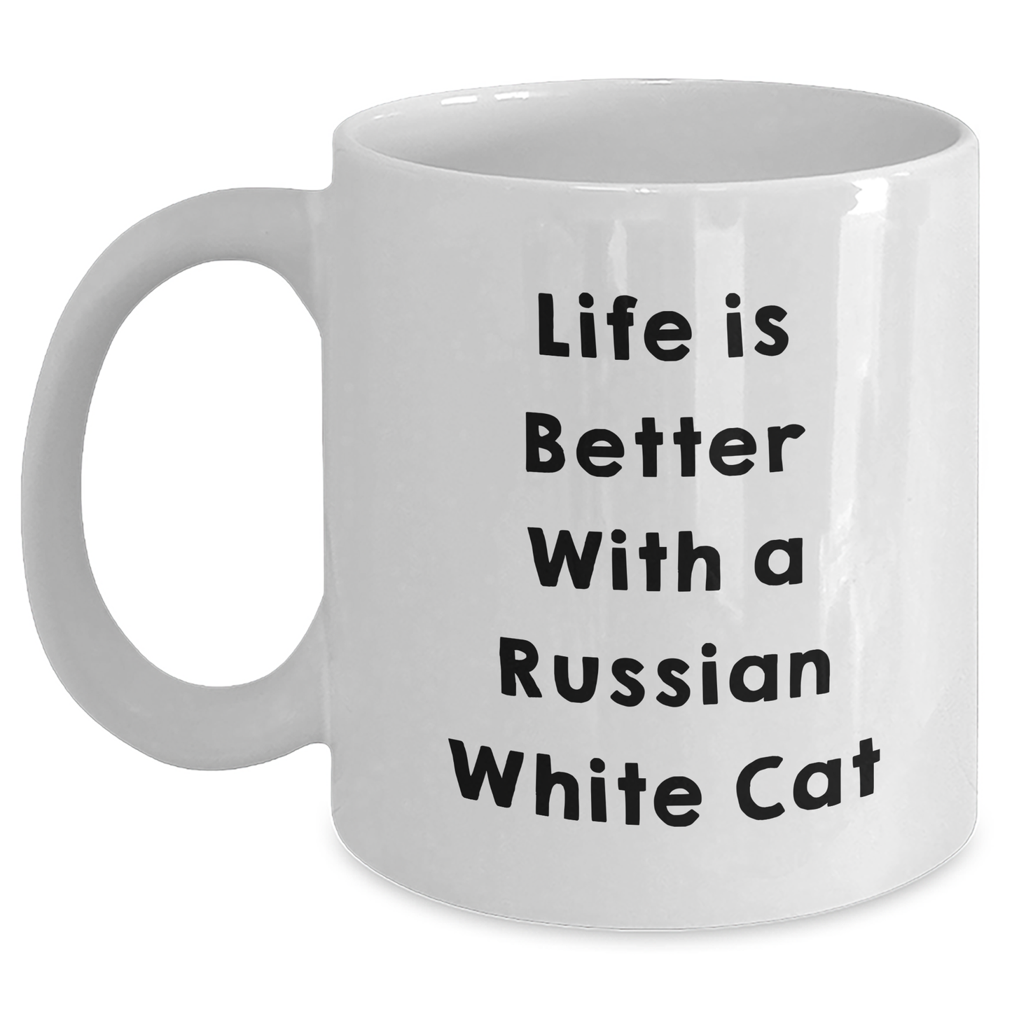 Funny Russian White Cat Quotes Gifts for Men from Family on Father's Day, White Coffee Mug with 11oz or 15oz Capacity, Ceramic, Microwave, and Dishwasher Safe - Victory Thru Vision