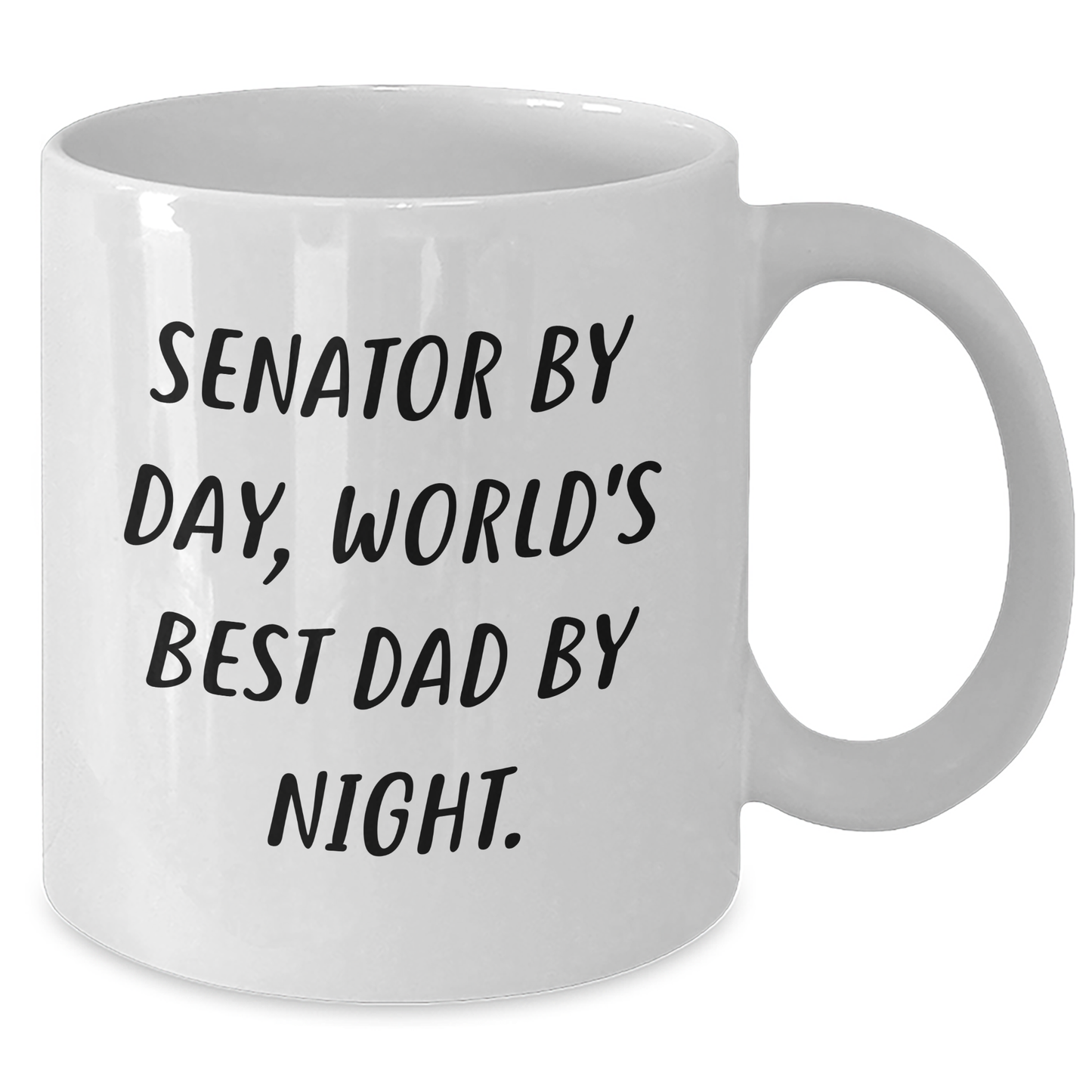 Senator Gifts, Funny White Coffee Mug, 'Senator By Day, World's Best Dad By Night.' for Mom, Gifts from Family, 11oz or 15oz, Microwave and Dishwasher Safe - Additional