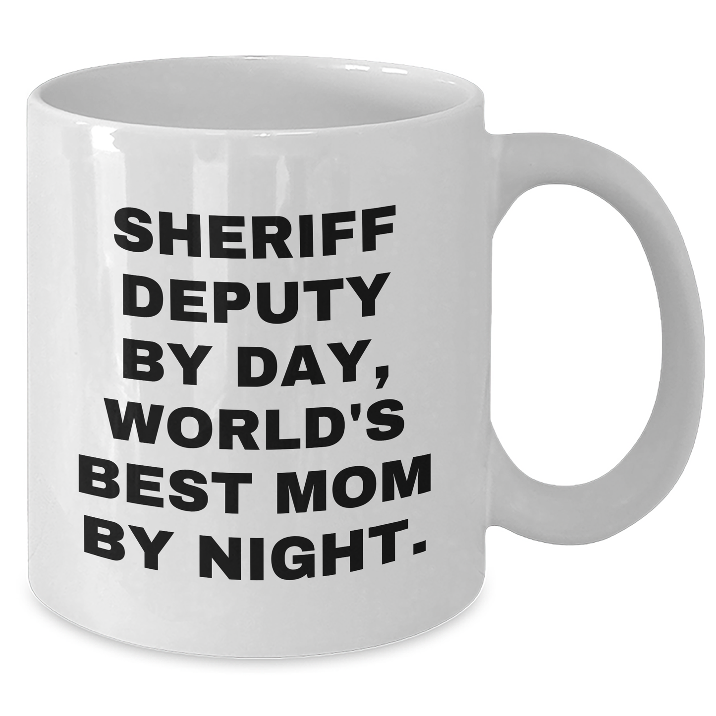 Sheriff Deputy Humor Gifts - White Coffee Mug for Mom by Day, World's Best Mom by Night - Gifts from Mom for Sheriff Deputy, Unique Mother's Day Unique Gift - Victory Thru Vision