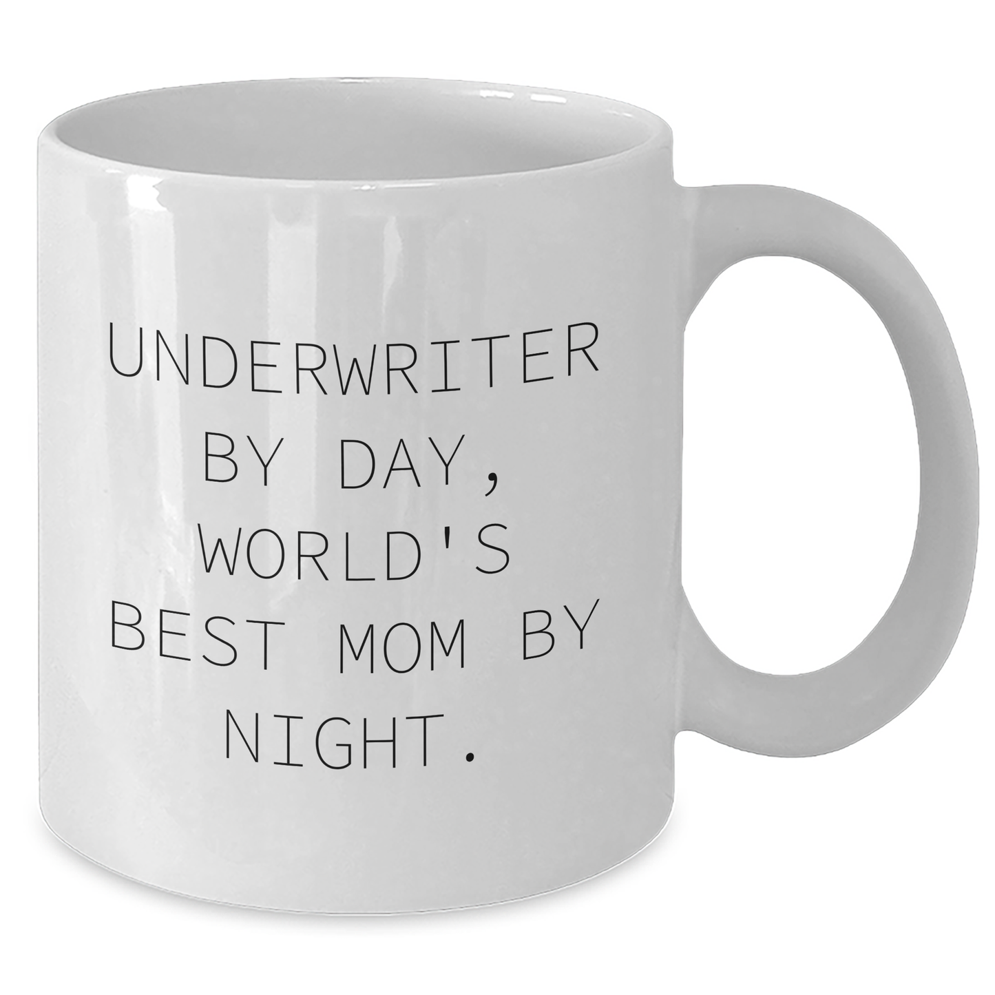 Underwriter Gifts from Men - Funny Quote White Coffee Mug, 11oz or 15oz Capacity, Ceramic, Microwave and Dishwasher Safe for Underwriter By Day, World's Best Mom By Night, Father's Day Unique Gifts - Additional
