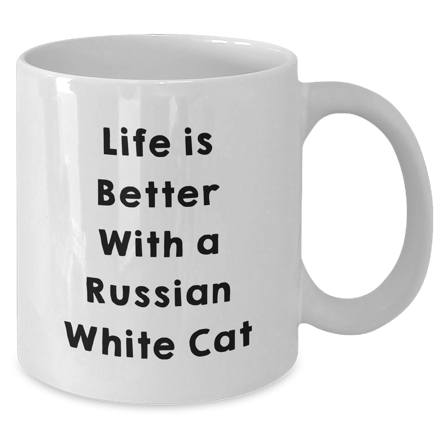 Funny Russian White Cat Quotes Gifts for Men from Family on Father's Day, White Coffee Mug with 11oz or 15oz Capacity, Ceramic, Microwave, and Dishwasher Safe - Victory Thru Vision