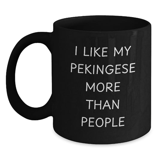 Funny Pekingese Dog Lovers Gifts, I Like My Pekingese More Than People, Black Coffee Mug for Birthday from Friends, Family, or Coworkers - Main