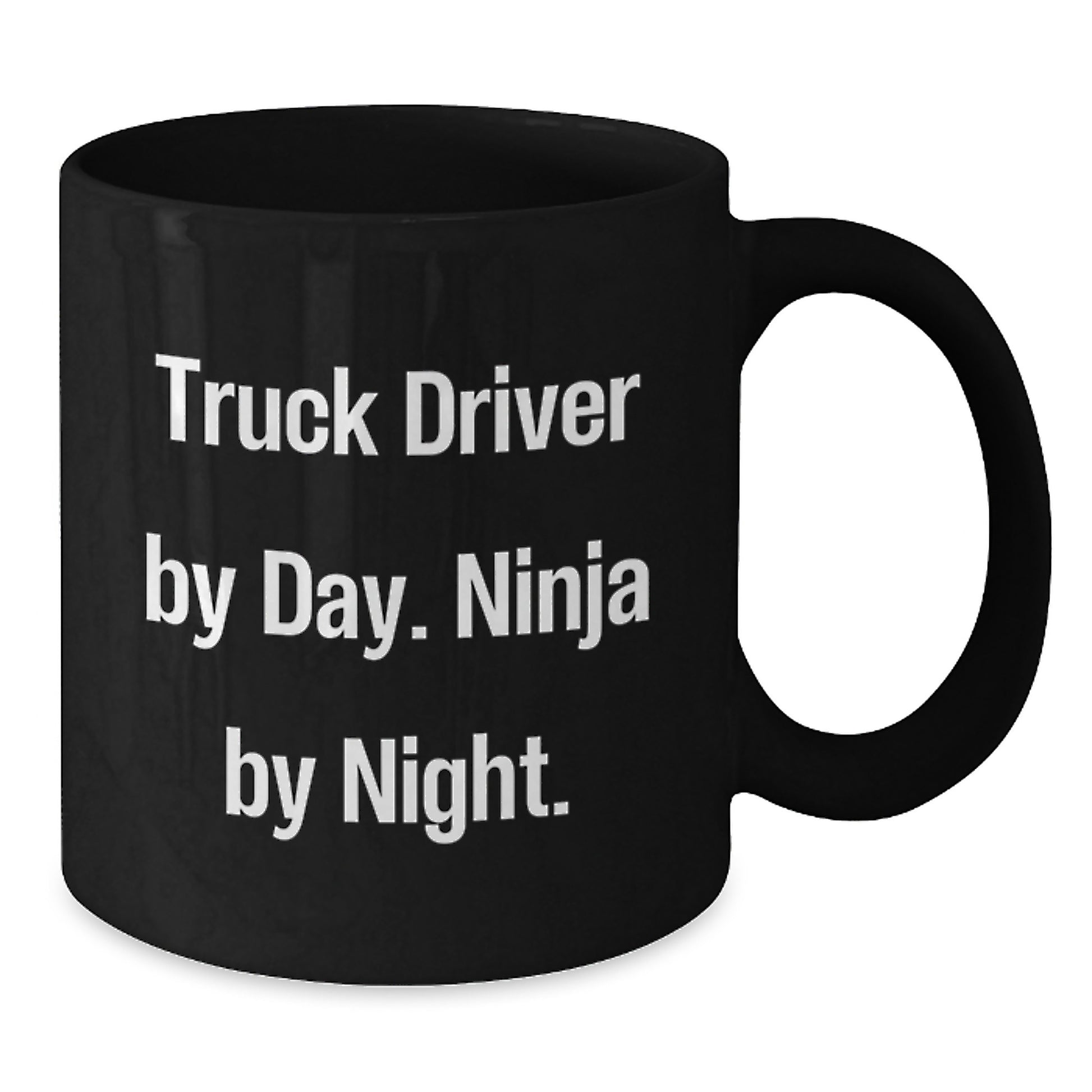 Truck Driver Gifts from Friends to Men - 'Truck Driver By Day Ninja By Night' Black Coffee Mug for Christmas Unique Gifts - Additional