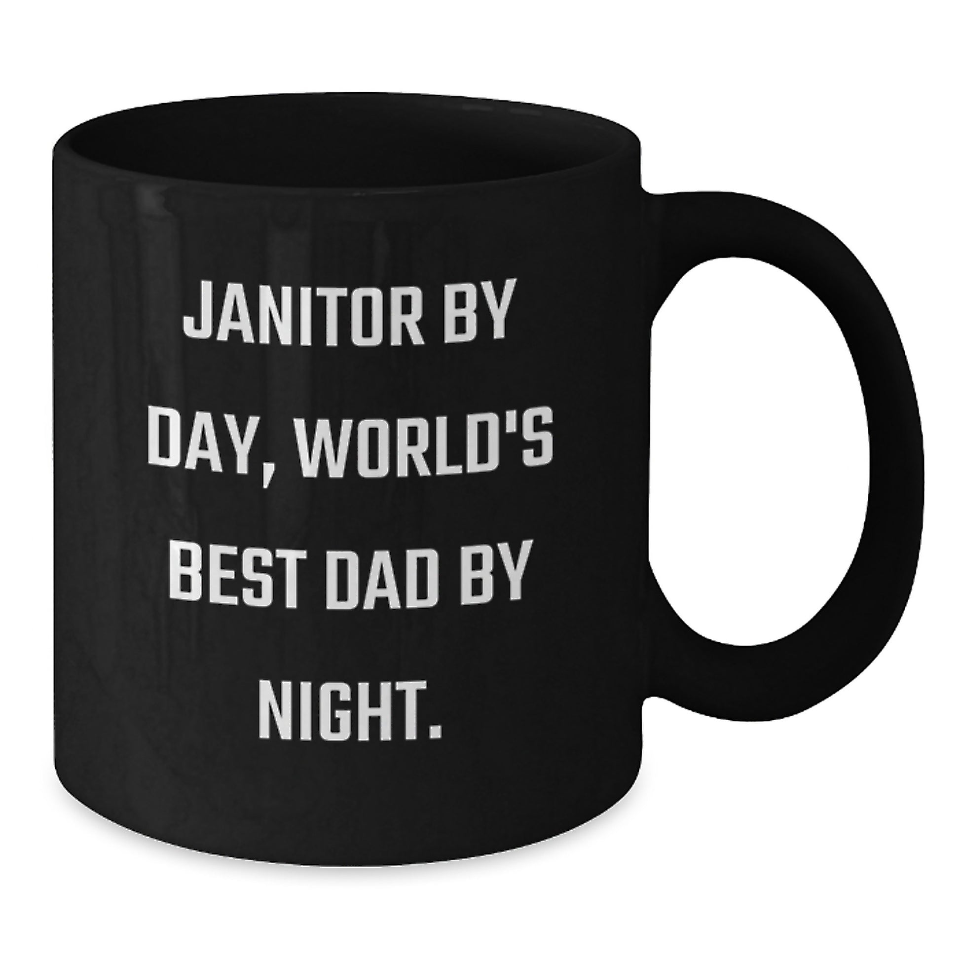 Janitor Humor Gifts from Men to Janitor Friends, Funny Black Coffee Mug for Graduate Janitors, 'Janitor By Day, World's Best Dad By Night.' - Additional