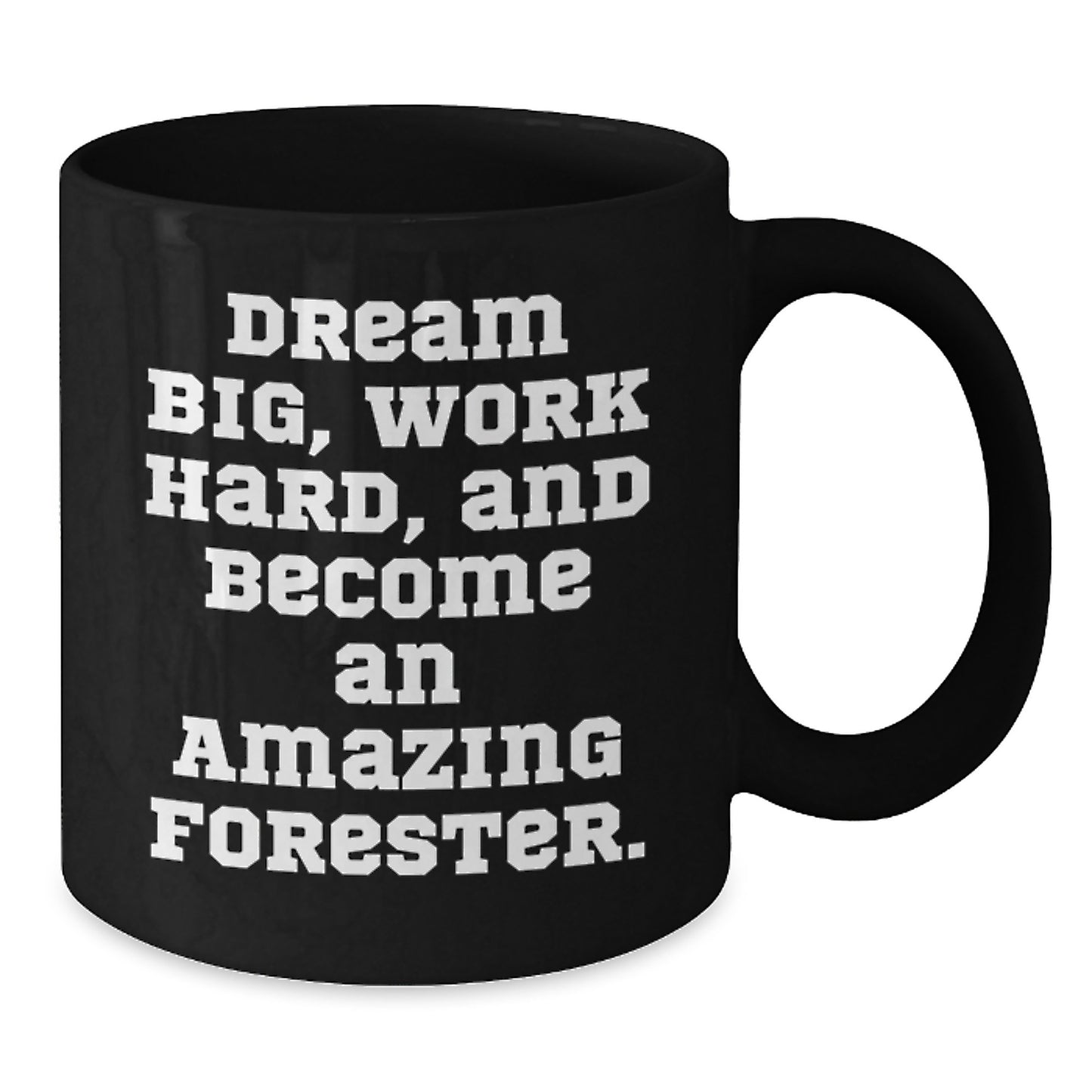 Funny Christmas Unique Gifts for Forester, Black Coffee Mug with Inspirational Quote, 'Dream Big, Work Hard, And Become An Amazing Forester.' - Additional