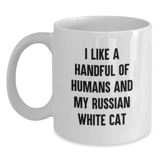 Funny Russian White Cat Quote Gifts for Cat Lovers - Russian White Cat White Coffee Mug Gifts from Men - Main