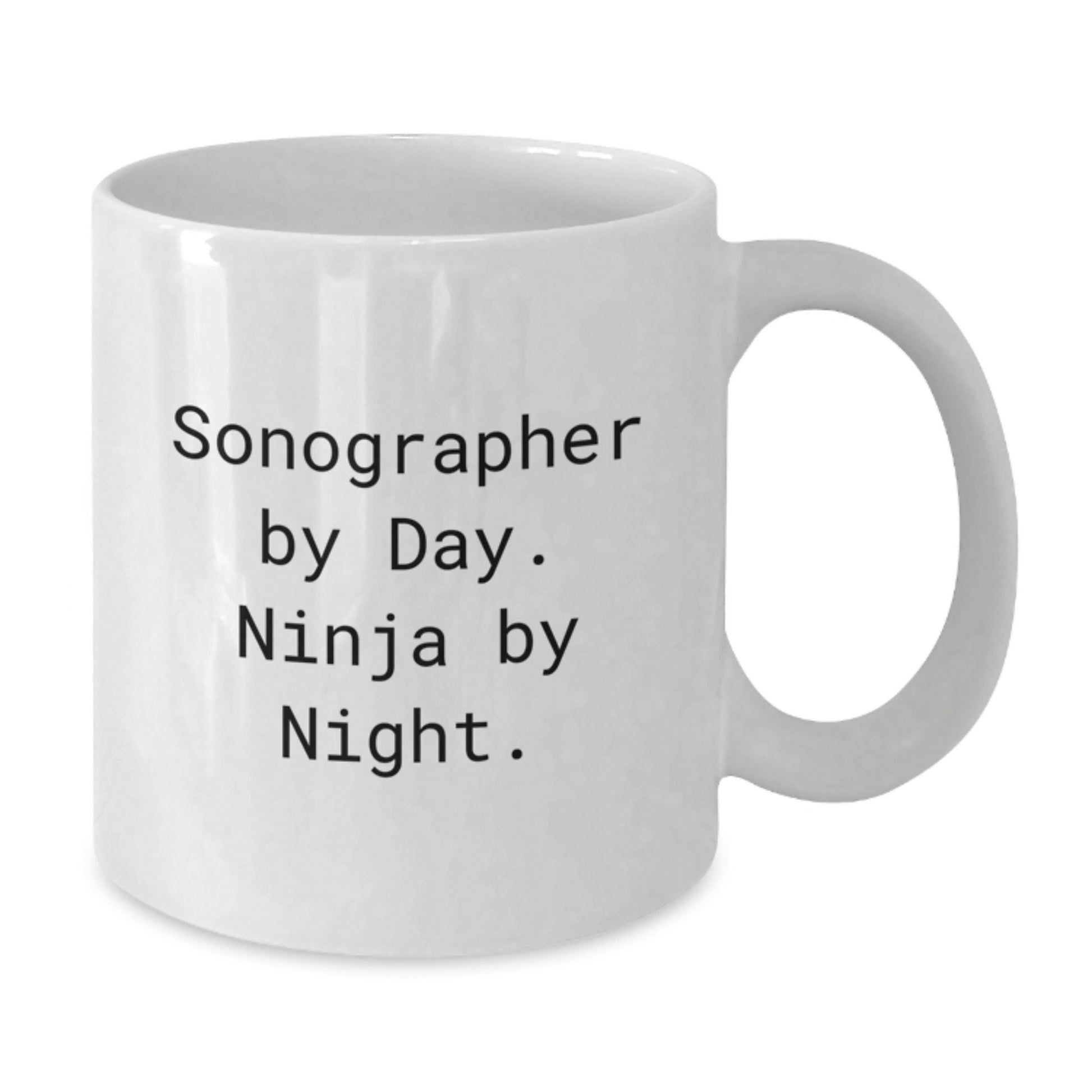 Funny Sonographer Gifts from Family for Men, White Coffee Mug, Sonographer By Day. Ninja By Night. - Additional