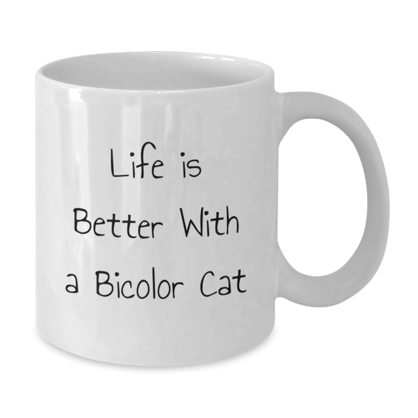 Funny Bicolor Cat Gifts from Friends for Men, Women, or Family - White Coffee Mug, Life Is Better Quote, Graduation Unique Gifts - Additional