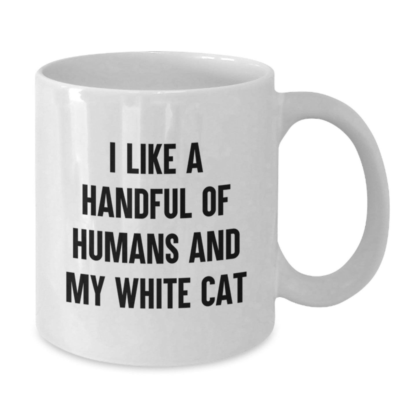 Funny White Cat Gifts For Friends, White Coffee Mug, 'I Like A Handful Of Humans And My White Cat' Christmas Unique Gifts for White Cat Lover - Additional