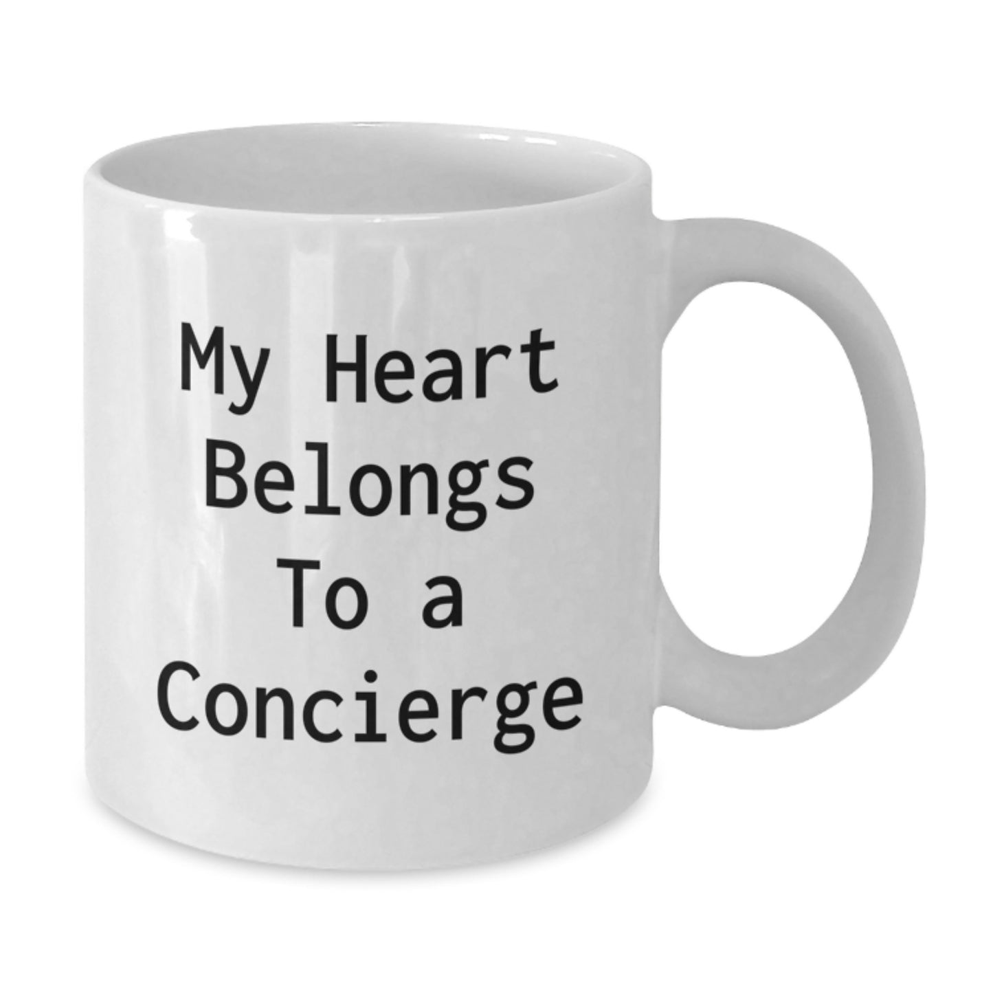 Funny Concierge Gifts from Friends - 'My Heart Belongs To A Concierge' Quote on White Coffee Mug for Birthday, Perfect for Concierge Enthusiasts - Additional