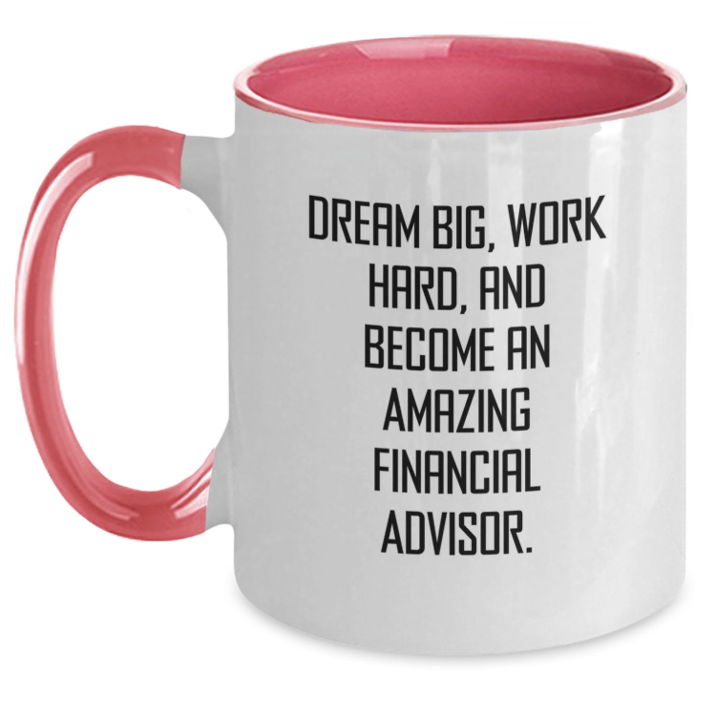 Funny Financial Advisor Gifts, Gifts for Financial Advisor, Two Tone Coffee Mug, Dream Big, Work Hard, And Become An Amazing Financial Advisor. - Main