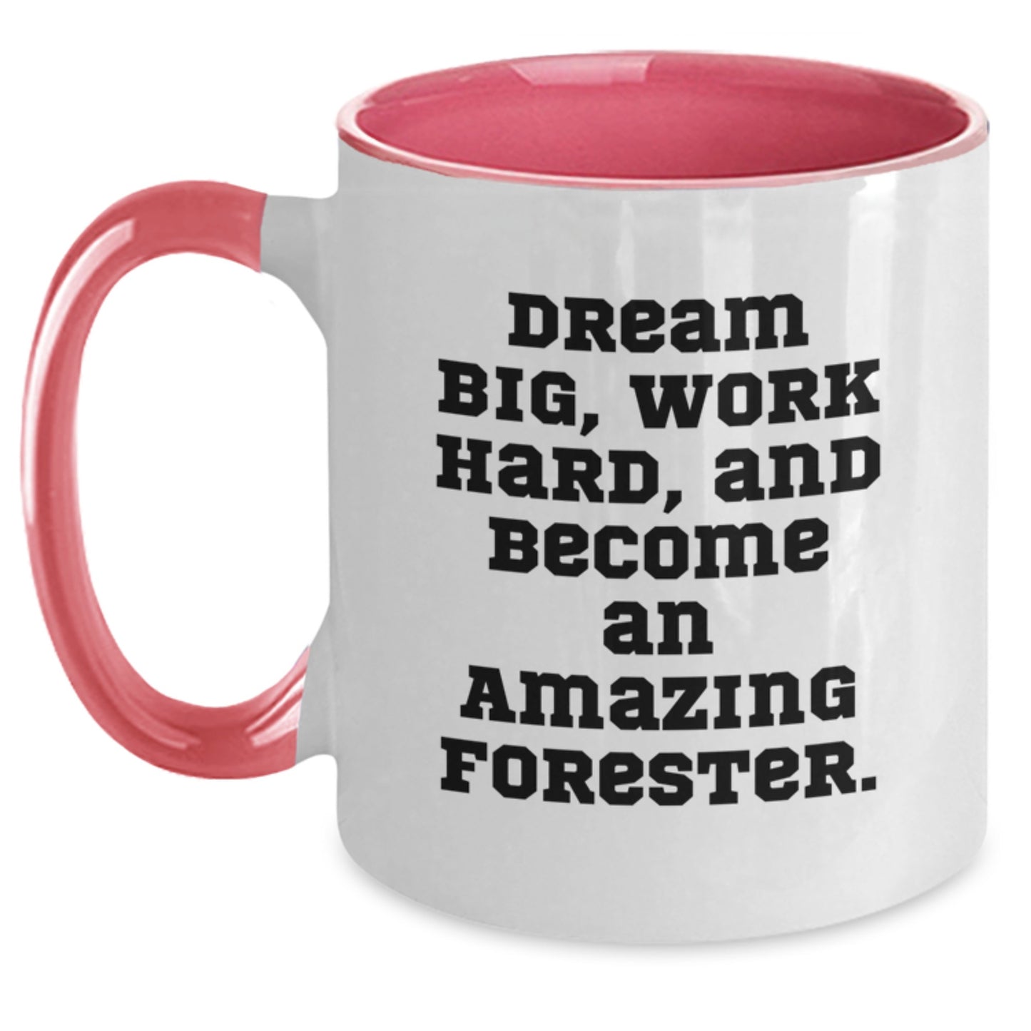 Funny Forester Gifts from Friends - Unique Two Tone Coffee Mug with 'Dream Big, Work Hard, And Become An Amazing Forester.' Quote for Christmas Unique Gifts - Main