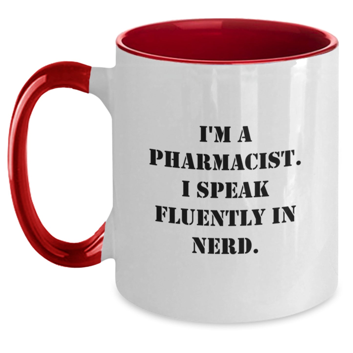 Funny Pharmacist Gifts, 'I Speak Fluently In genius' Two Tone Coffee Mug for Birthday from Friends to Coworkers - Main