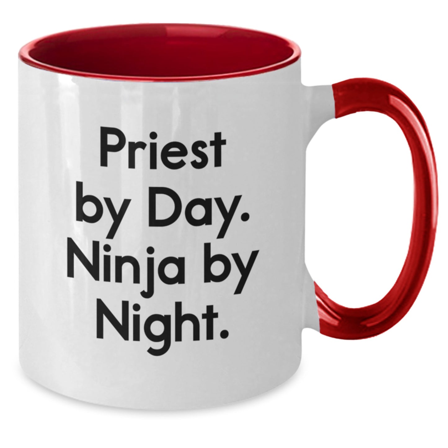 Funny Priest Gifts from Friends for Men, Priest By Day. Ninja By Night. Two Tone Coffee Mug, Christmas Unique Presents - Additional