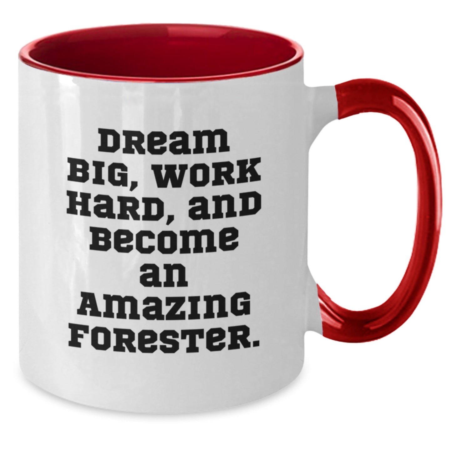 Funny Forester Gifts from Friends - Unique Two Tone Coffee Mug with 'Dream Big, Work Hard, And Become An Amazing Forester.' Quote for Christmas Unique Gifts - Additional