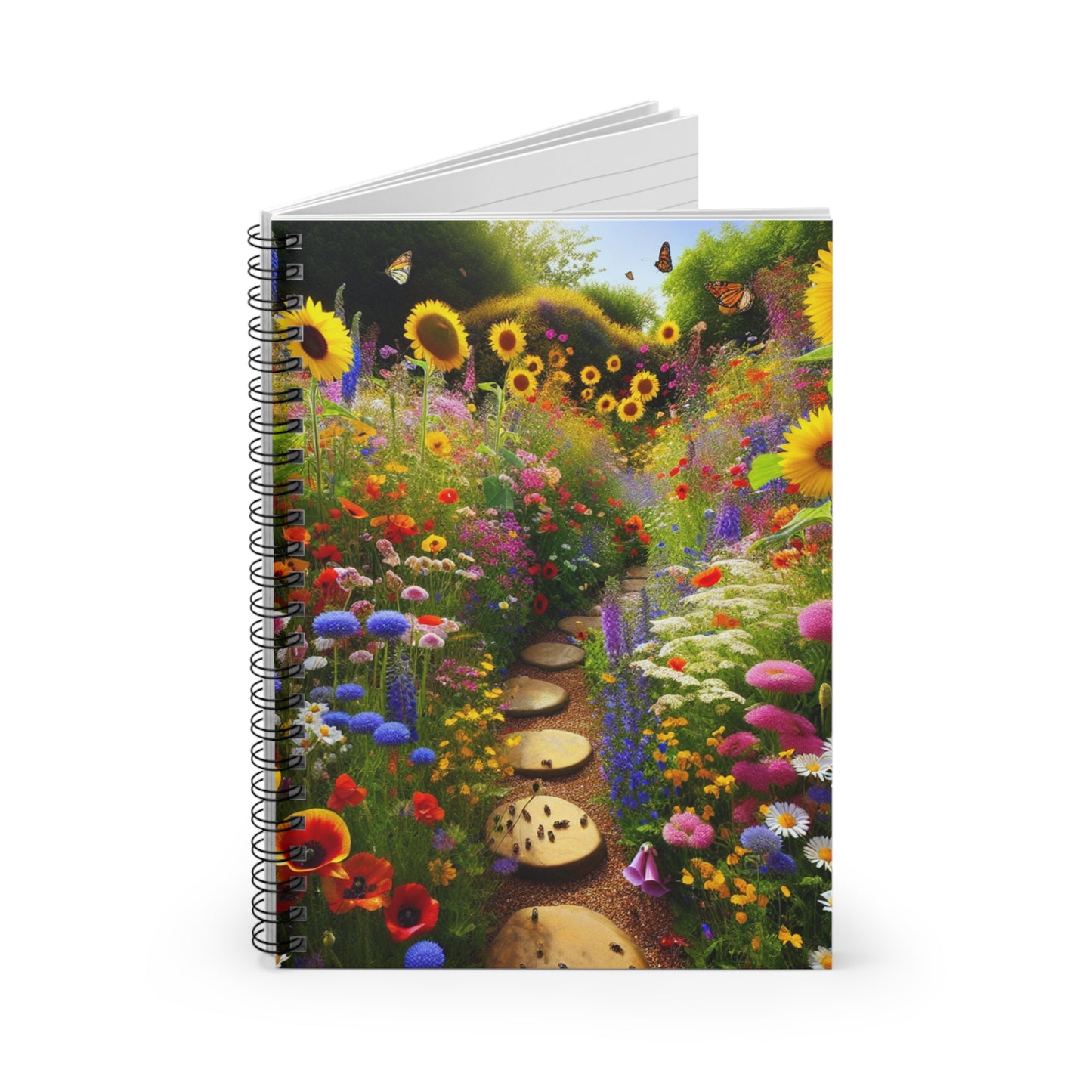 Wildflower Garden Notebook, Floral Journal, Botanical Notepad, Nature Lover Gift, Lined Paper Notebook, Gardening - Victory Thru Vision