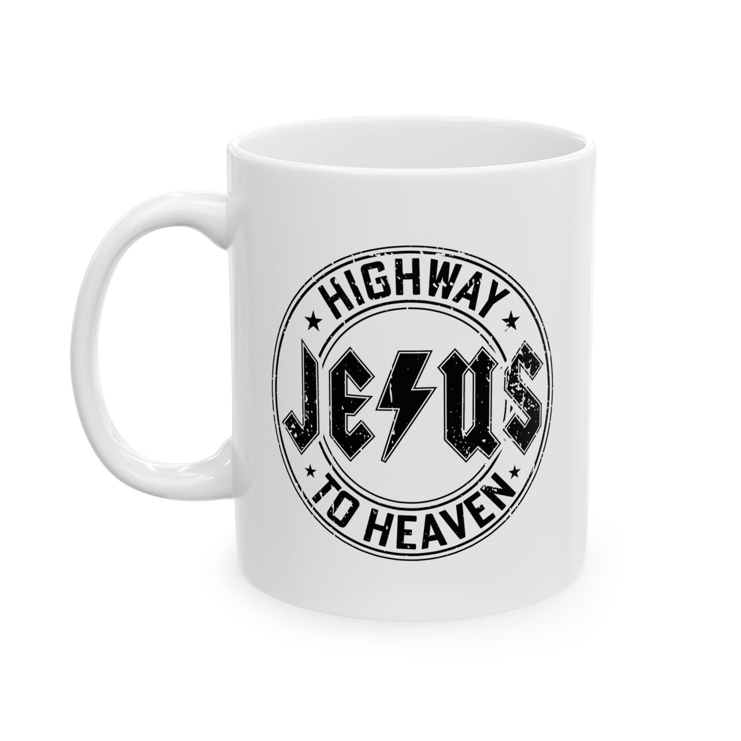 Religious Mug, Jesus Highway To Heaven, Christian Coffee Cup, Faith Ceramic Mug, Inspirational Tea Mug, Religious Gift Mug - Victory Thru Vision