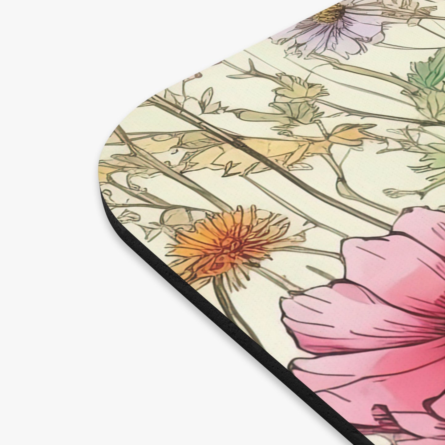 Mouse Pad with Wildflowers - Floral Mouse Mat, Botanical Desk Pad, Wildflower Office Accessories, Nature Lover Gift - Victory Thru Vision