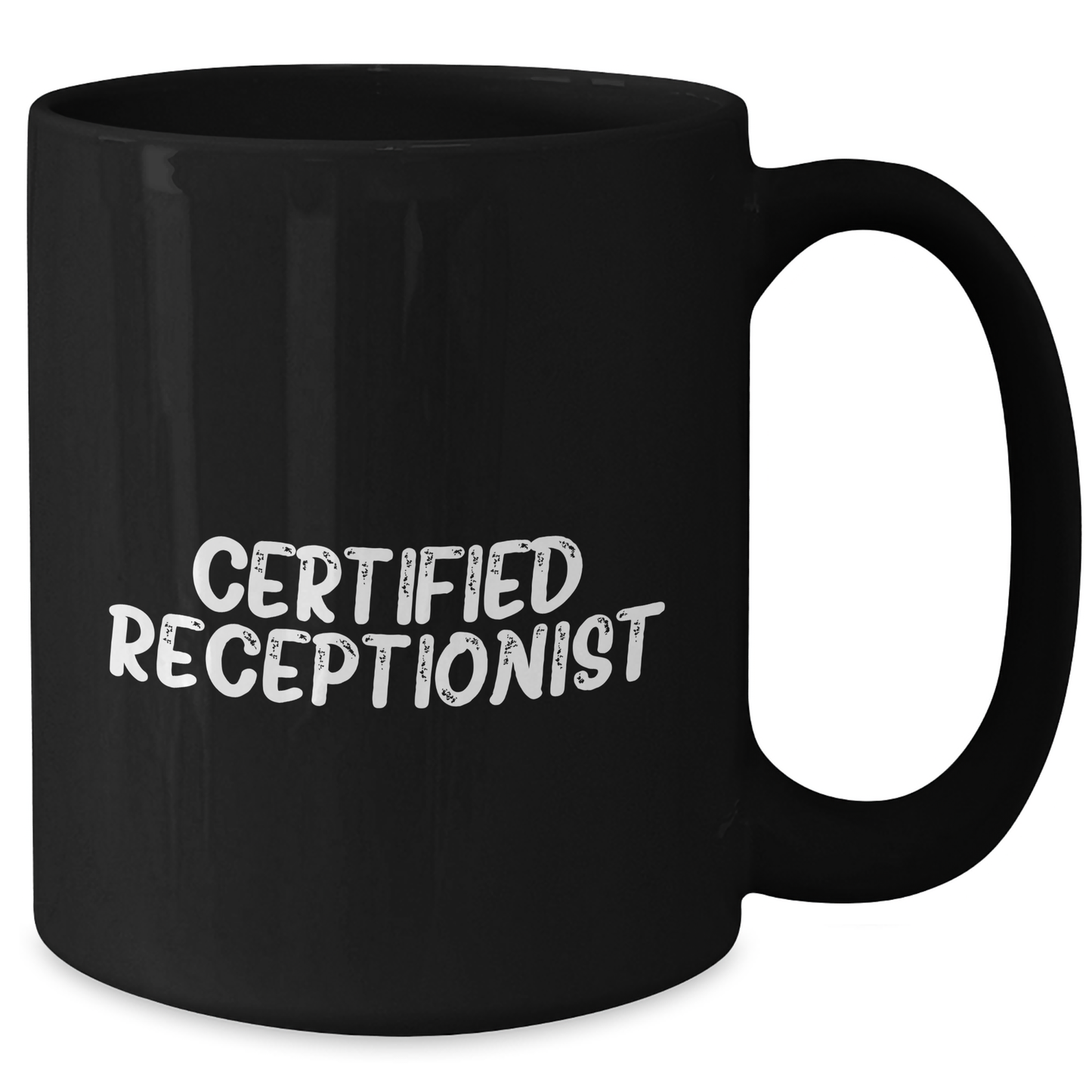 Funny Certified Receptionist Gifts for Men from Coworkers - Black Coffee Mug, Perfect for Father's Day Unique Gifts - Victory Thru Vision