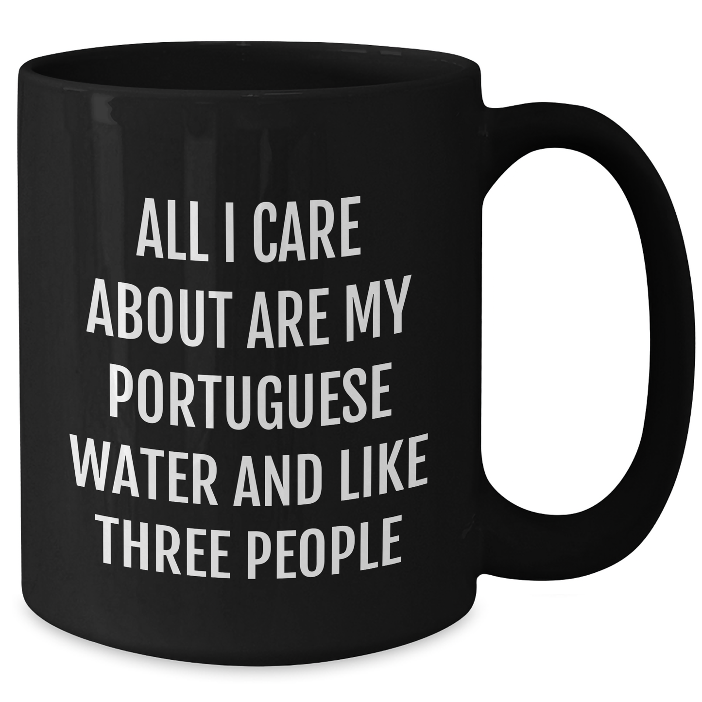 Portuguese Water Dog Lovers Gift, Funny Black Coffee Mug for Dad, Gifts from Men to Family, 'All I Care About Are My Portuguese Water And Like Three People' - Additional