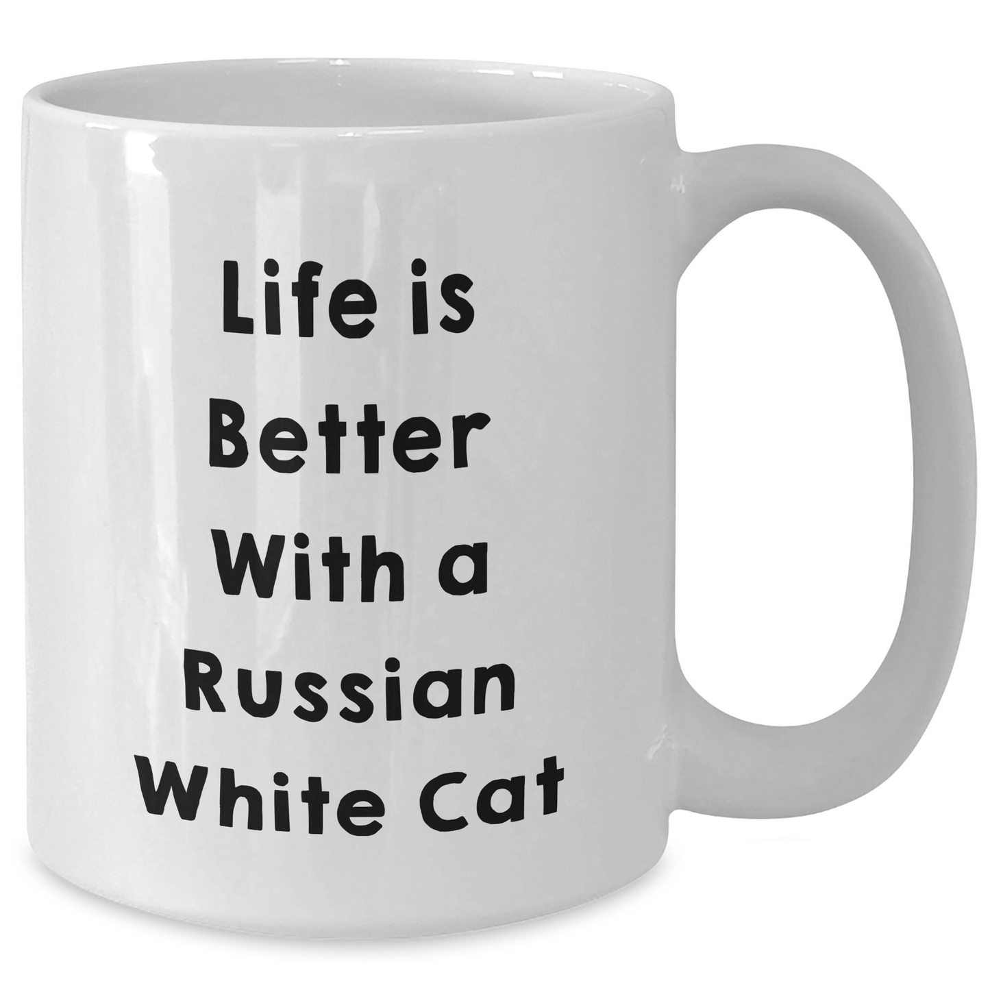 Funny Russian White Cat Quotes Gifts for Men from Family on Father's Day, White Coffee Mug with 11oz or 15oz Capacity, Ceramic, Microwave, and Dishwasher Safe - Victory Thru Vision