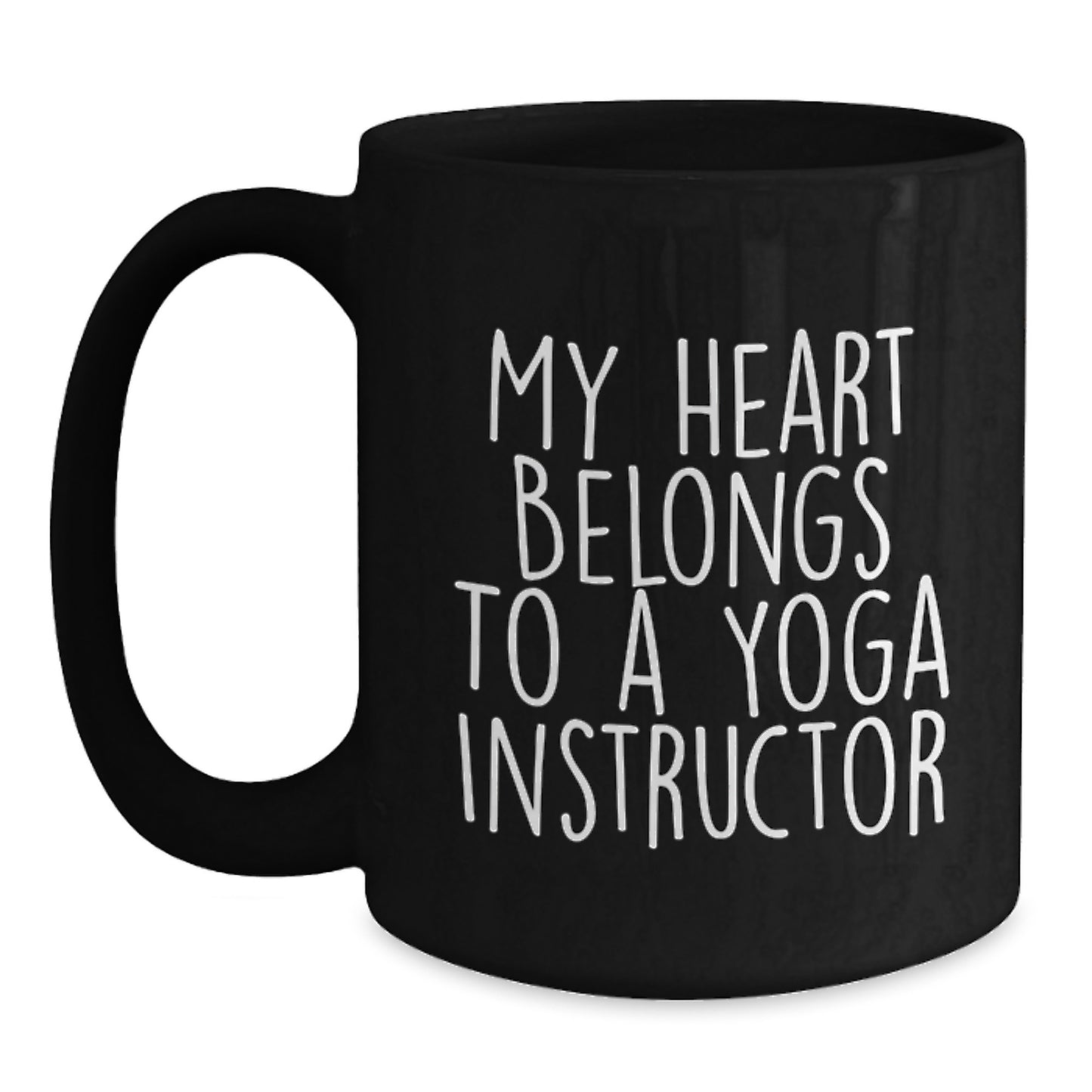 Funny Yoga Instructor Gifts from Men to Friends, 'My Heart Belongs To A Yoga Instructor' Quote on Black Coffee Mug, Graduation Unique Gifts - Main