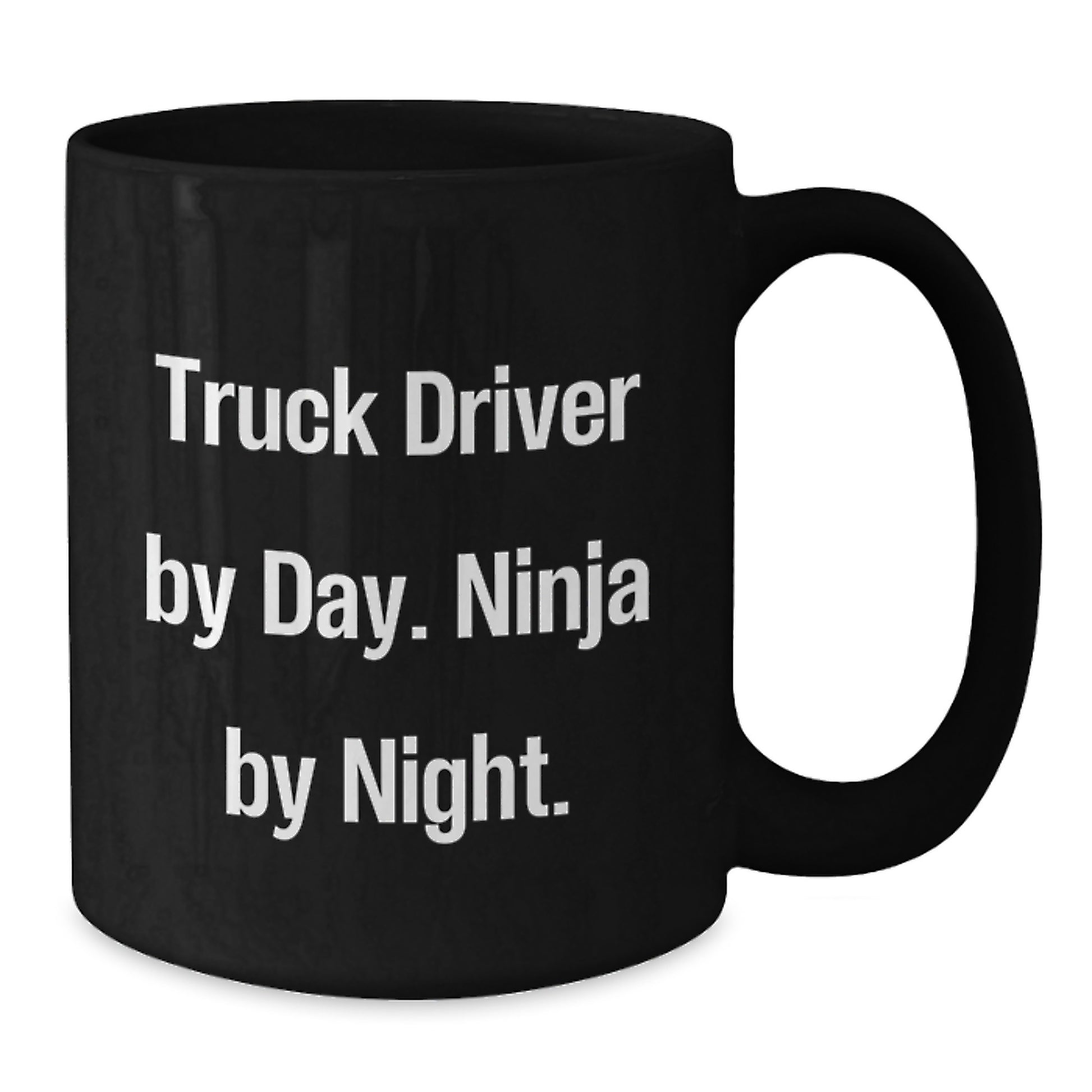 Truck Driver Gifts from Friends to Men - 'Truck Driver By Day Ninja By Night' Black Coffee Mug for Christmas Unique Gifts - Additional