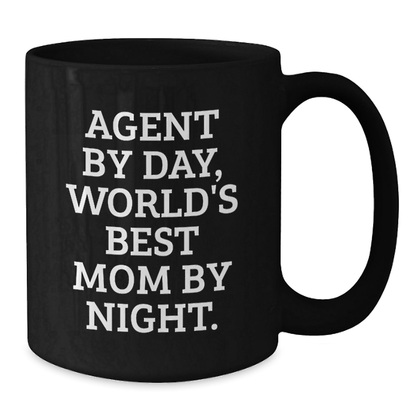 Agent Gifts from Friends and Family, Black Coffee Mug, Funny Quote, 'Agent By Day, World's Best Mom By Night', Christmas Unique Gifts - Additional