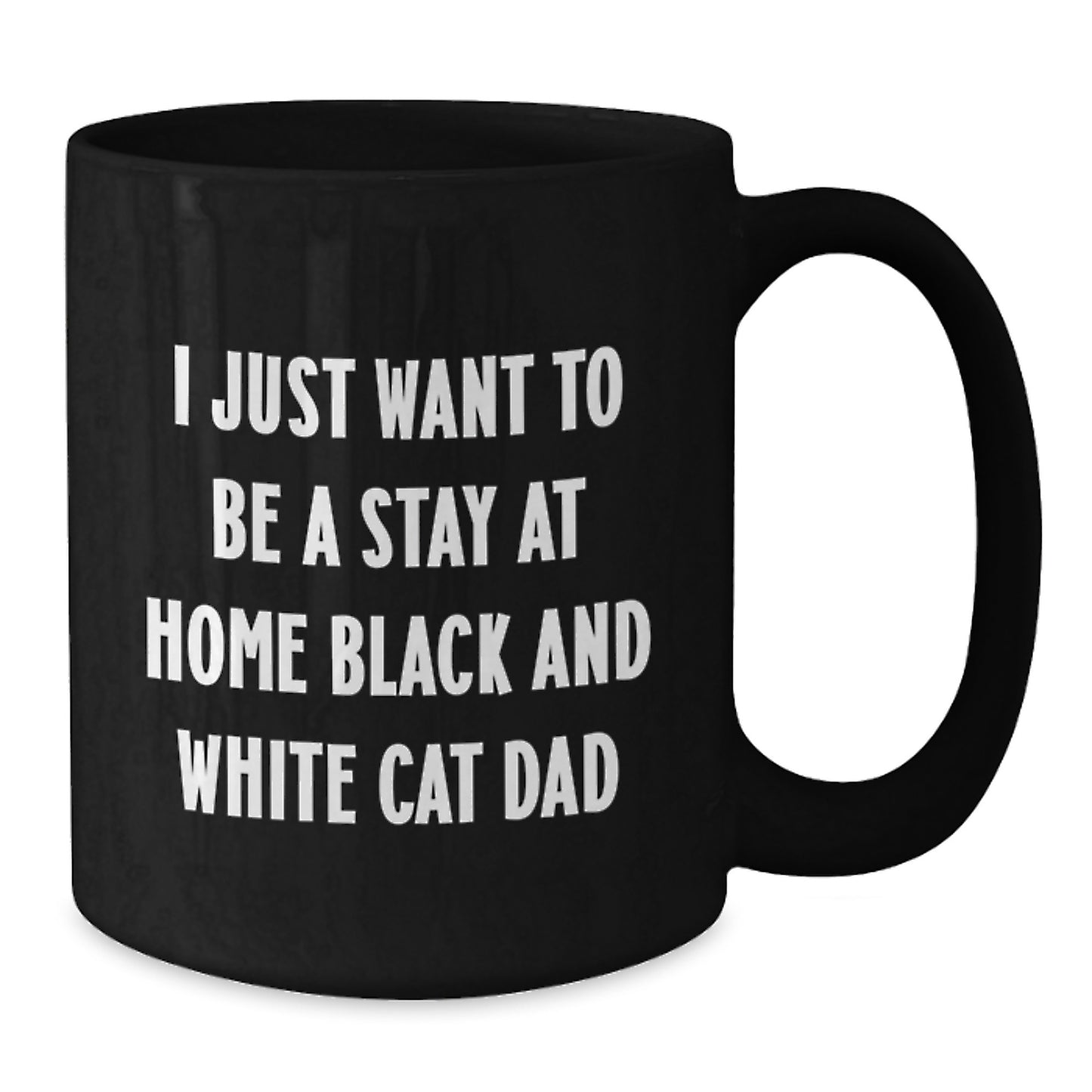 Funny Black and White Cat Dad Mug, I Just Want To Be Stay At Home Gifts for Men, Unique Gifts from Women, Black Coffee Mug for Friends and Family at Christmas - Additional