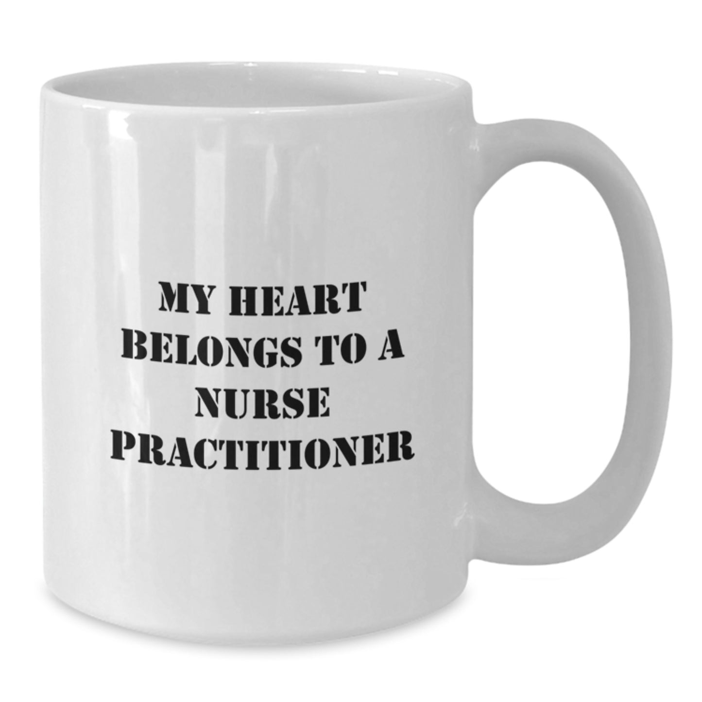 Funny Nurse Practitioner Gifts, White Coffee Mugs for Christmas Unique Gifts from, 'My Heart Belongs To A Nurse Practitioner' Quote, White Ceramic Mugs for Nurse Practitioners - Additional