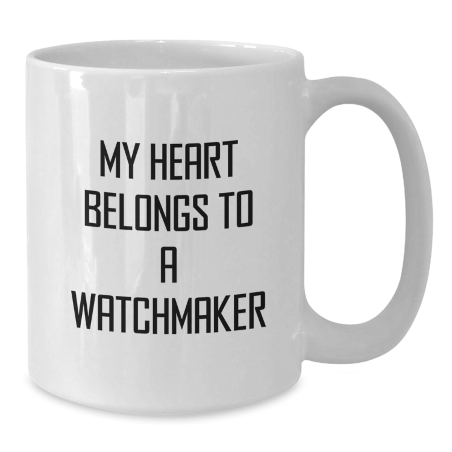 Funny Watchmaker Gifts for Him, White Coffee Mug, 'My Heart Belongs To A Watchmaker', Unique Christmas Unique Gifts from Family, Friends, Coworkers - Additional