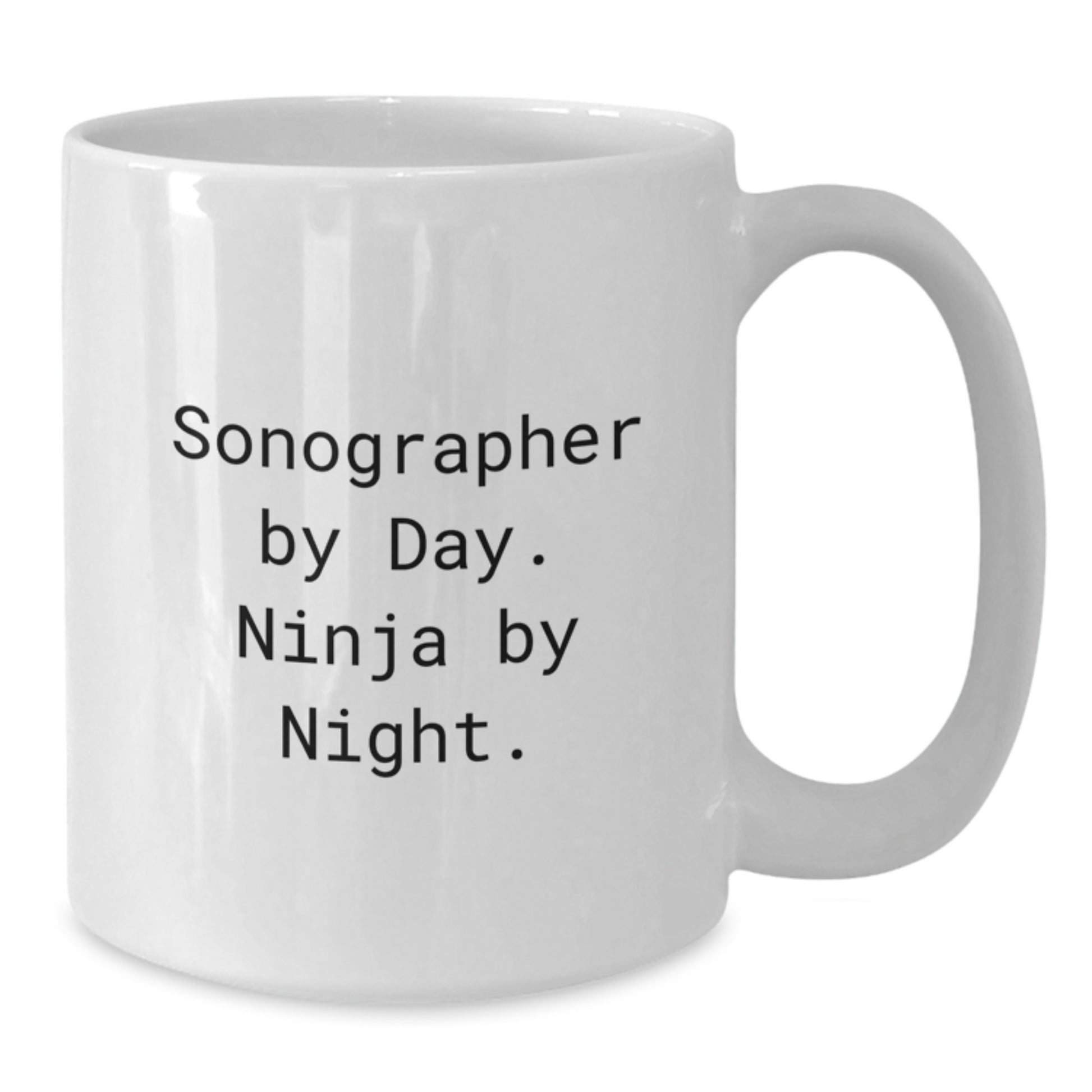 Funny Sonographer Gifts from Family for Men, White Coffee Mug, Sonographer By Day. Ninja By Night. - Additional
