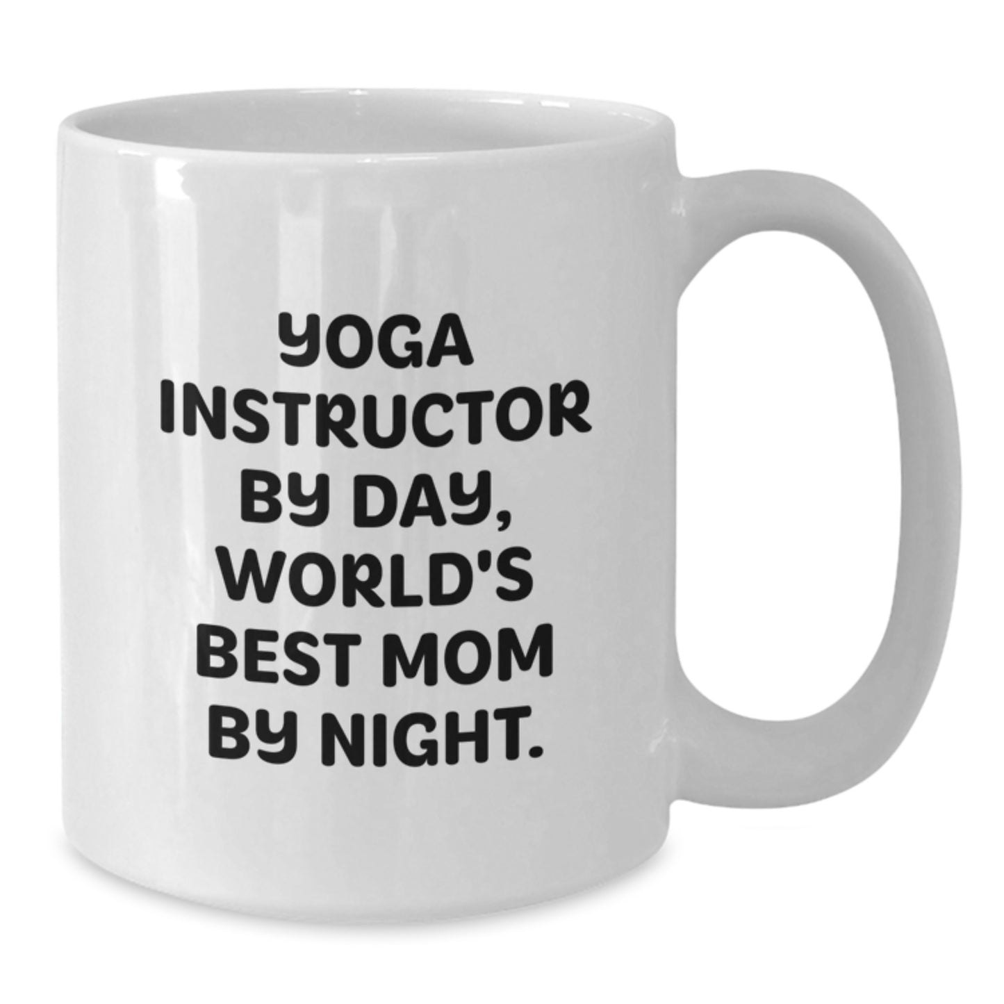 Funny Yoga Instructor Gifts for Women from Friends - 'Yoga Instructor By Day, World's Best Mom By Night' White Coffee Mug for Christmas Unique Gifts - Additional