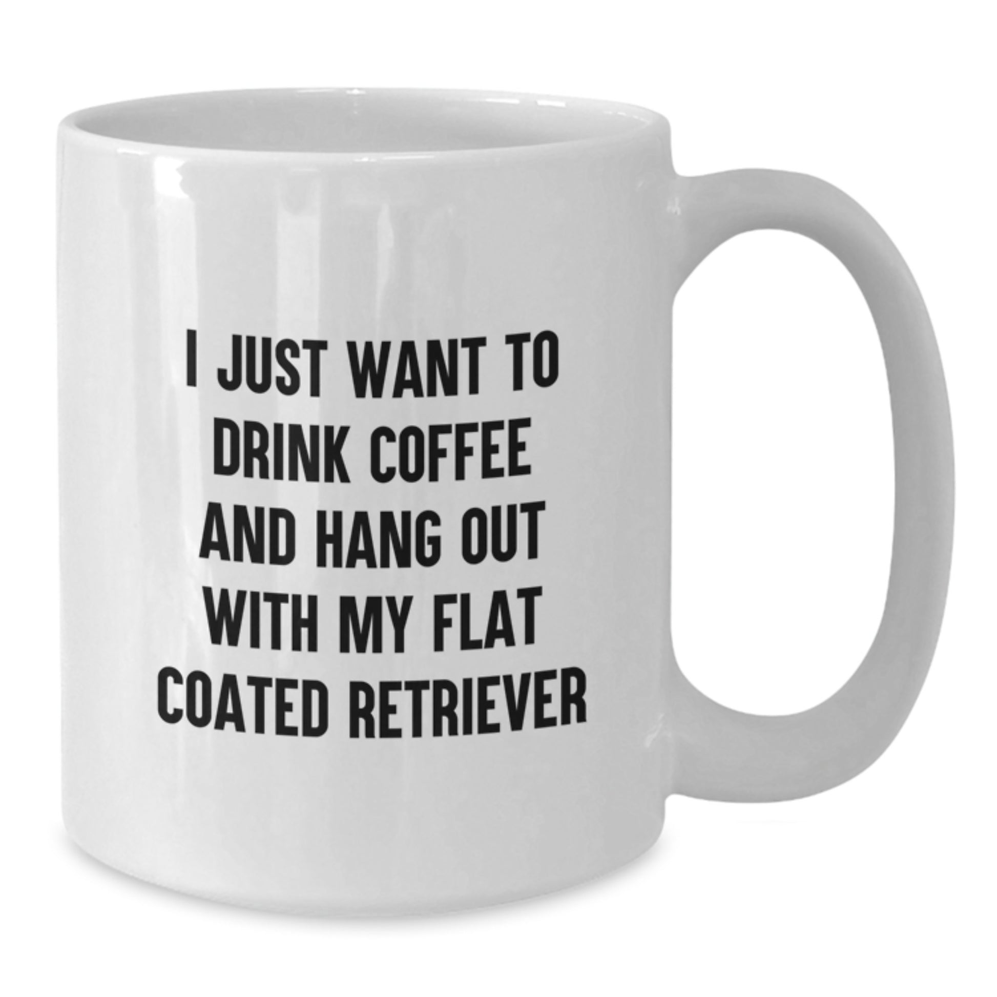 Funny Flat Coated Retriever Dog Gifts, White Coffee Mug for Flat Coated Retriever Dog Lovers, I Just Want To Drink Coffee And Hang Out - Gifts from Friends and Family for Birthday - Additional