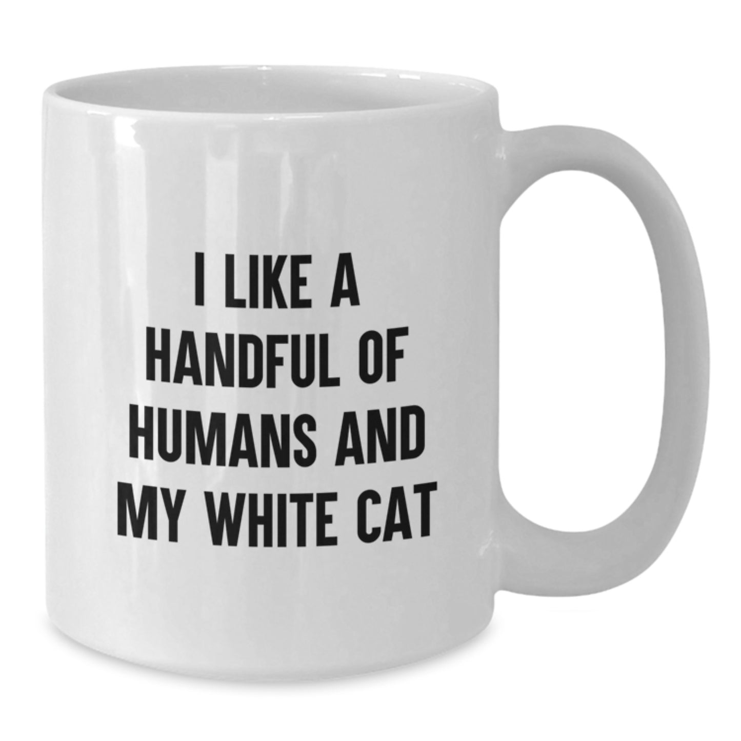 Funny White Cat Gifts For Friends, White Coffee Mug, 'I Like A Handful Of Humans And My White Cat' Christmas Unique Gifts for White Cat Lover - Additional