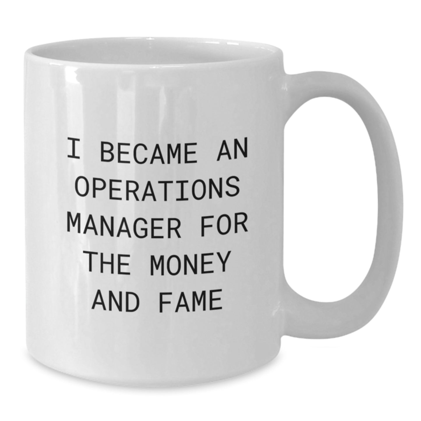 Funny Quote for Operations Manager Christmas Unique Gifts from Friends, 'I Became An Operations Manager For The Money And Fame' White Coffee Mug - Additional