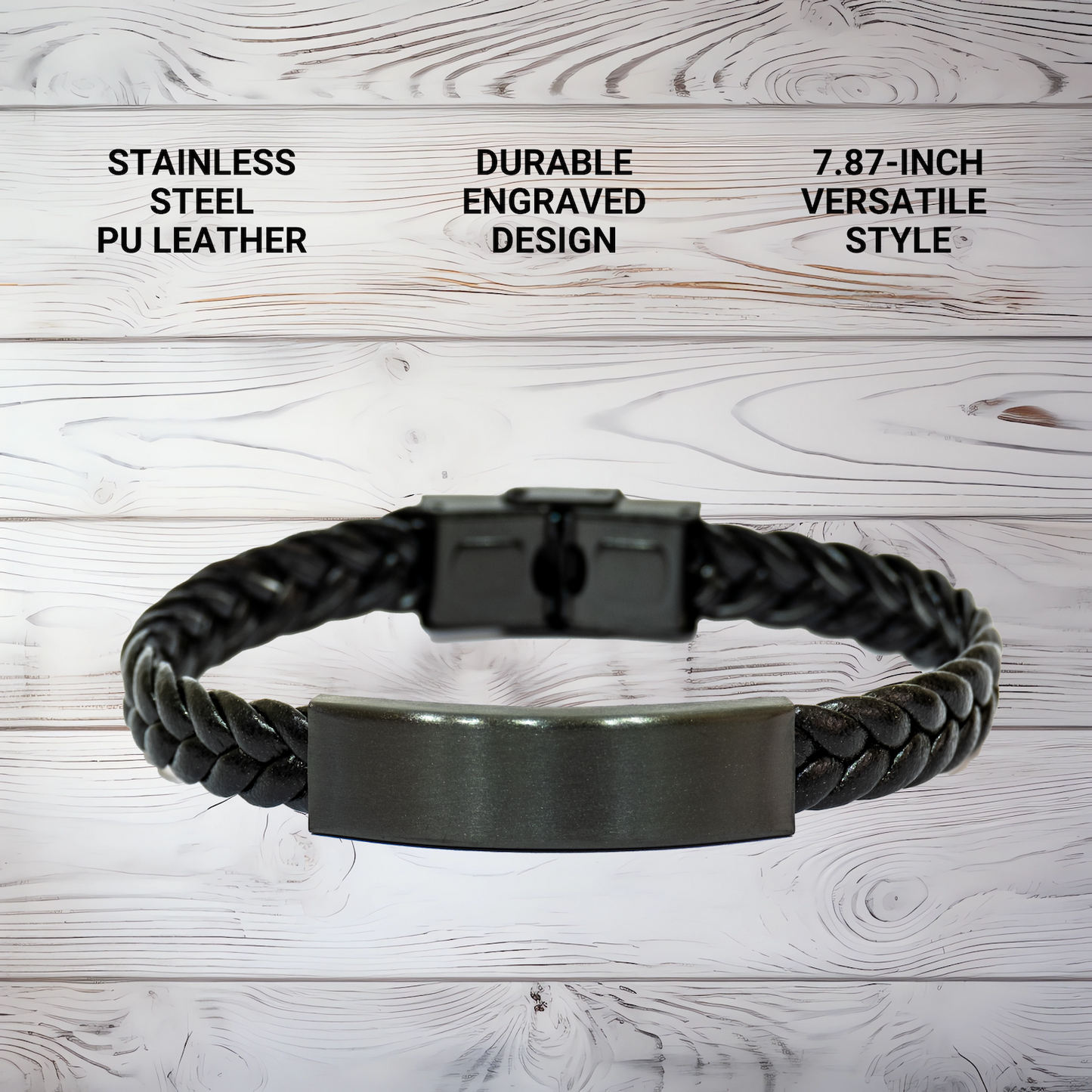 'Border Collie Lover And Proud Of It!' Unique Gifts for Border Collie Dog Lovers - Interlaced Leather Bracelet for Men - Father's Day Unique Gifts from Family - Image 3