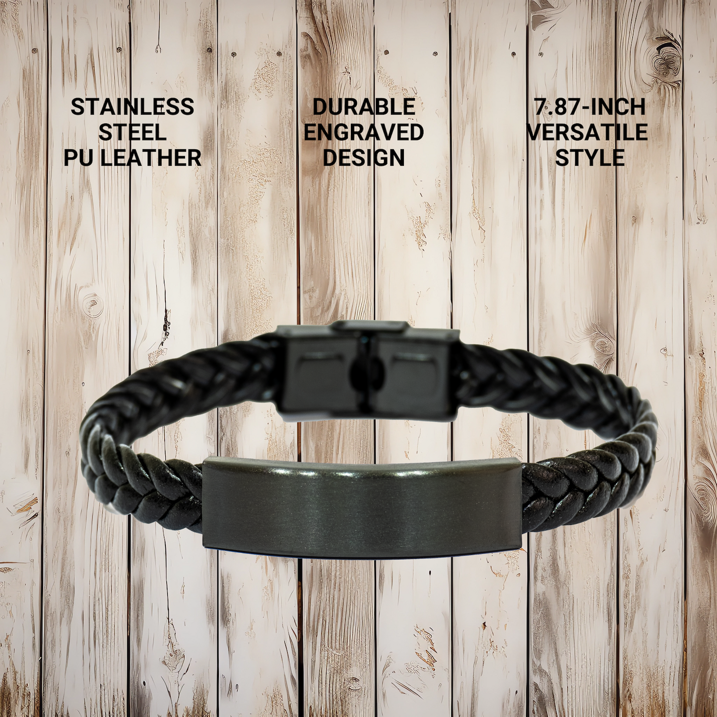 'Border Collie Lover And Proud Of It!' Unique Gifts for Border Collie Dog Lovers - Interlaced Leather Bracelet for Men - Father's Day Unique Gifts from Family - Image 4