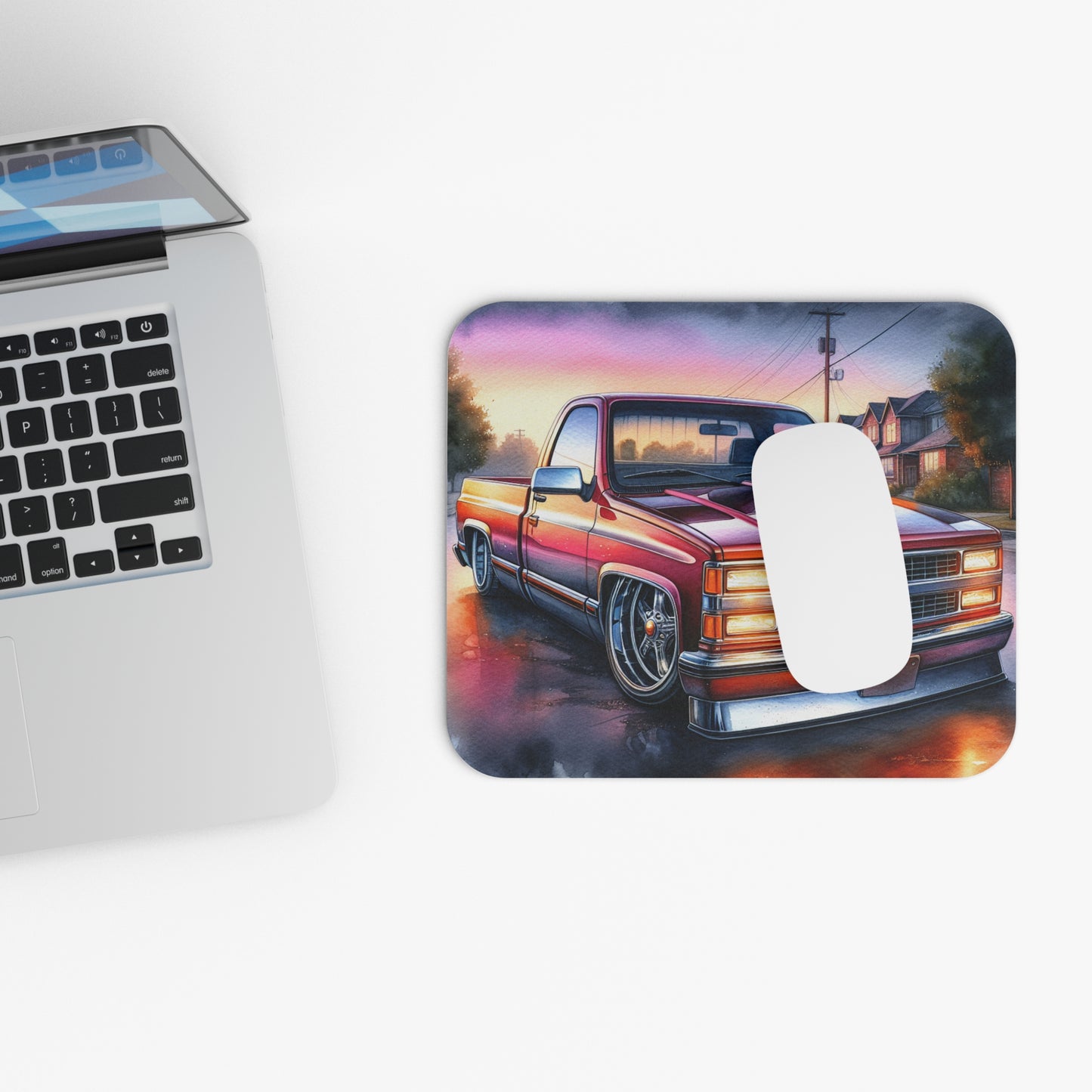 1990 Chevy Truck Mouse Pad, Retro Auto Desk Decor, Gamer Accessory, Gift for Car Lovers, Office Home Accessories - Victory Thru Vision