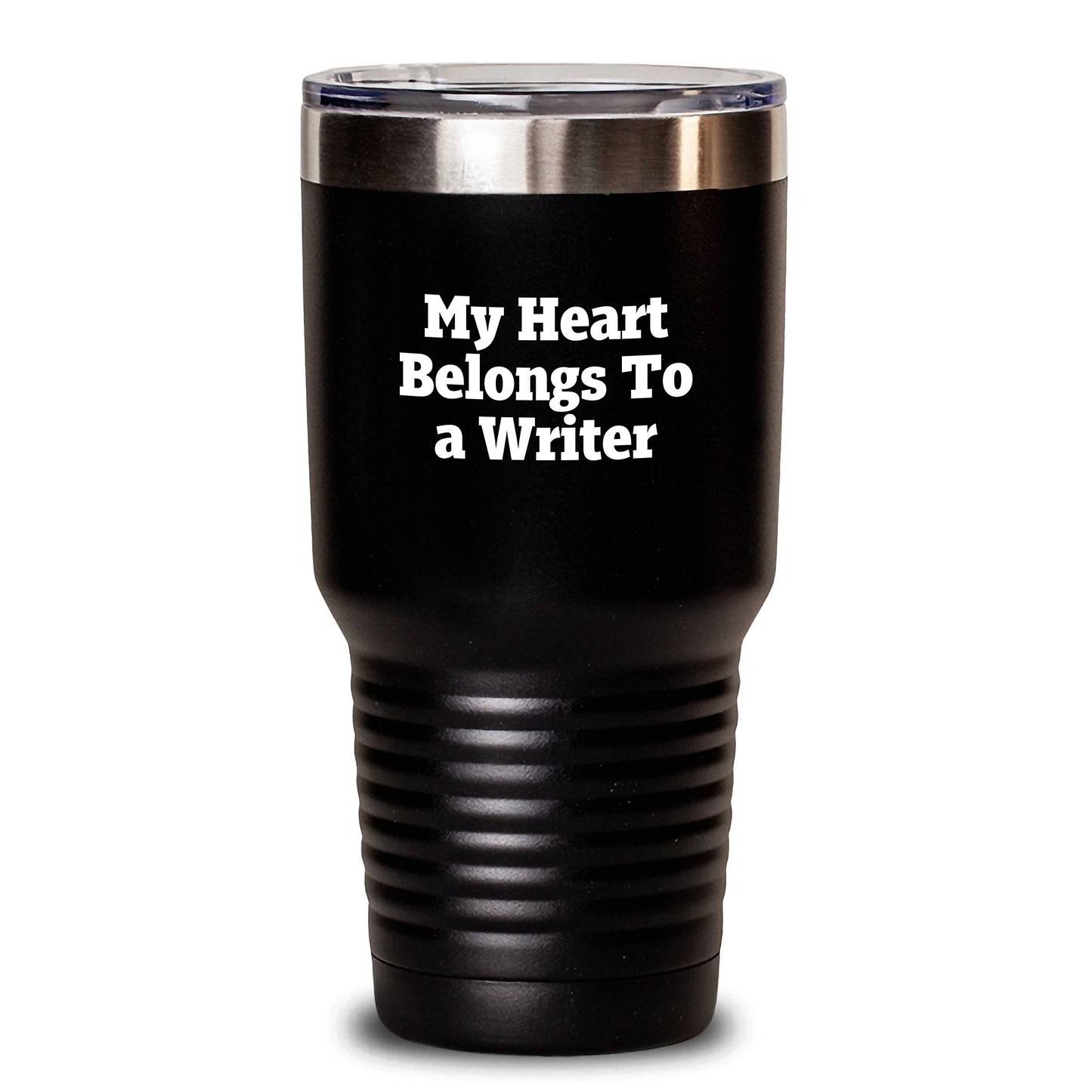 Funny Writer Quotes Tumbler Gifts from Friends and Family - 'My Heart Belongs To A Writer' Inspirational Mugs for Writers, Unique Christmas Unique Gifts for Him or Her - Main