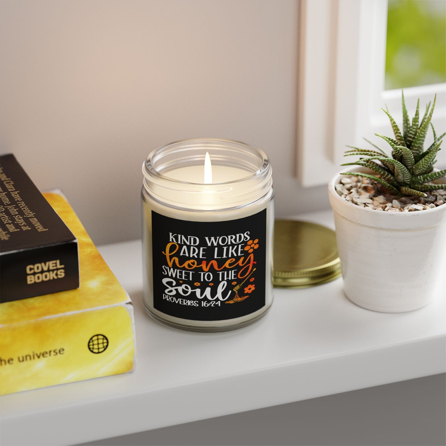 Kind Words Are Like Honey Sweet To The Soul Proverbs 24:15, Bible Verse,Scented Candle - Victory Thru Vision