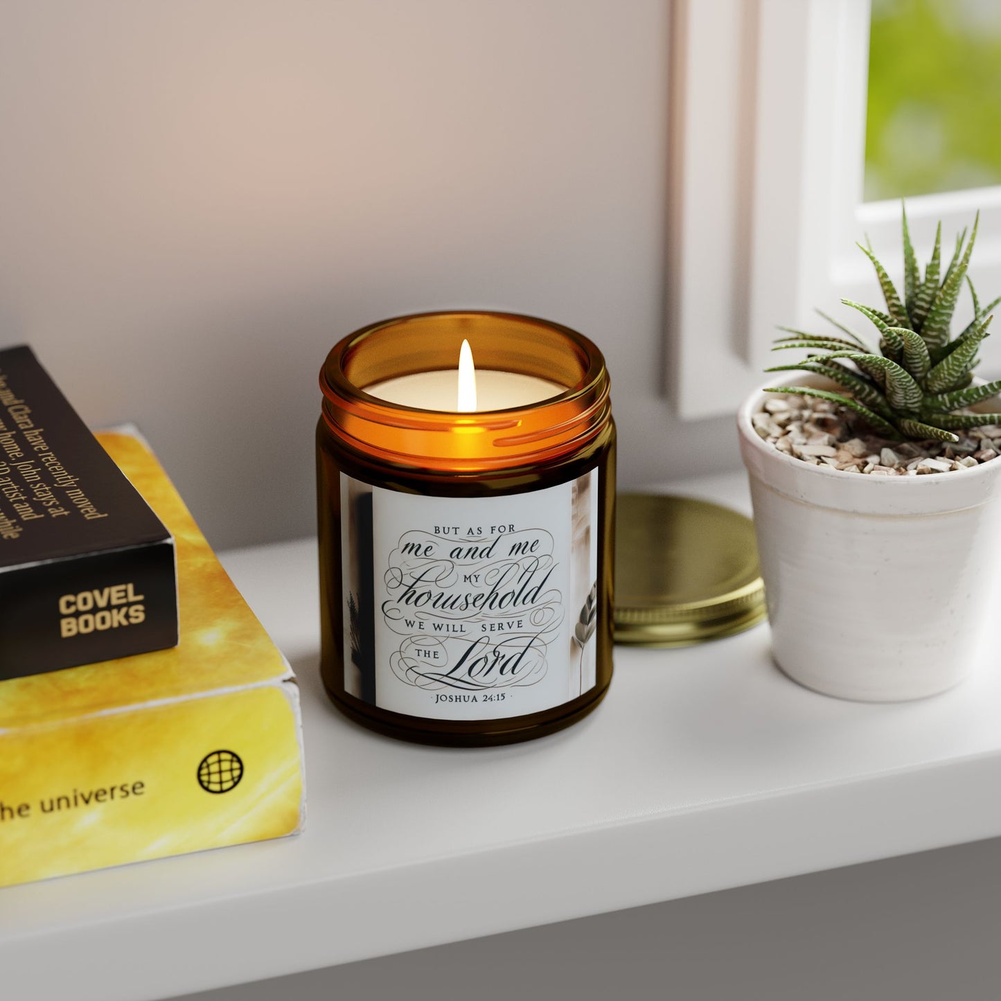 But As For Me and My House We Will Serve The Lord Scented Candles, Inspirational Quote Candle, Christian Home Decor, Religious Gift, John 24:15 Bible Verse Candle, Religious Candle - Victory Thru Vision