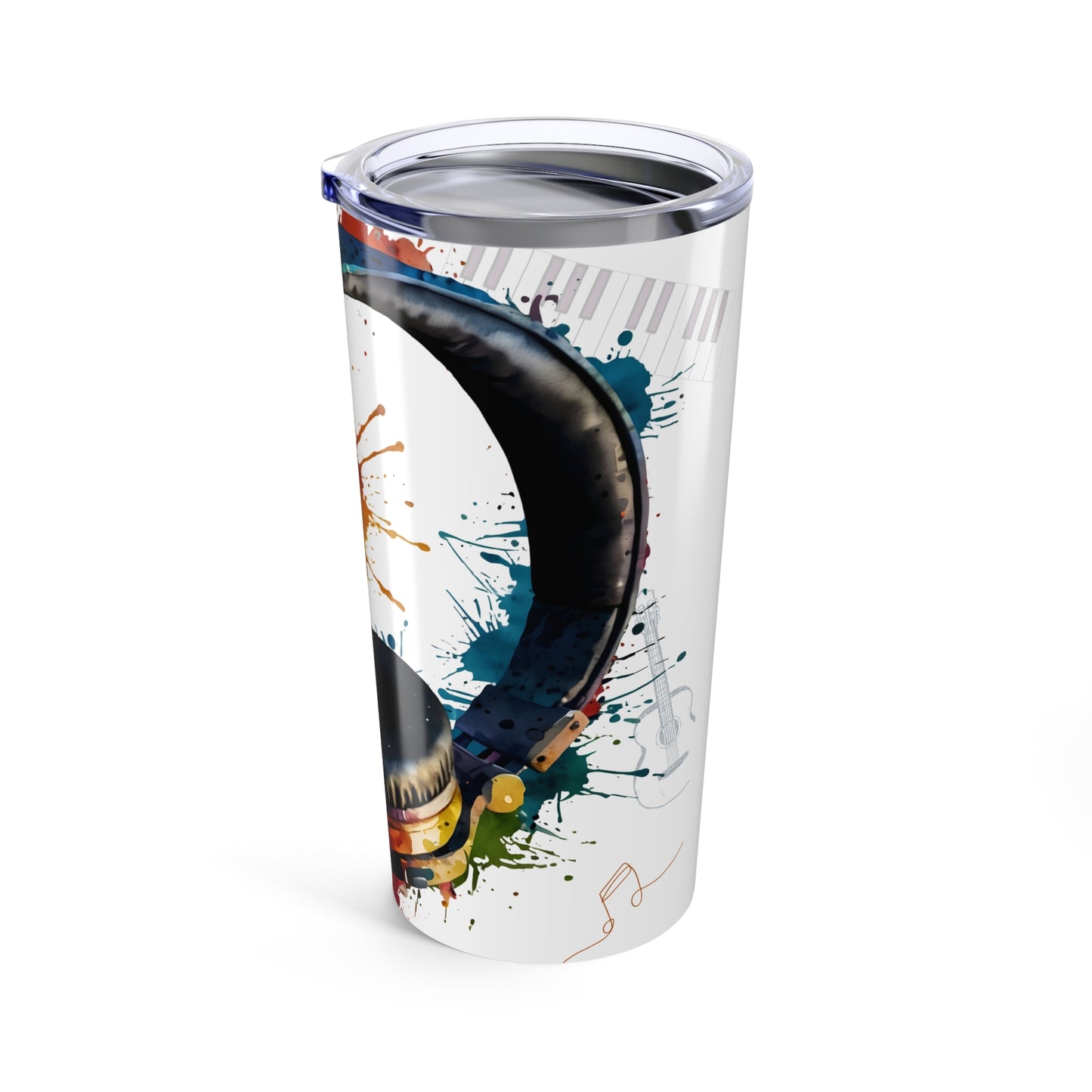 Headphones Design Tumbler 20oz, Music Lover Gift, Insulated Cup, Travel Mug, Stainless Steel, Gift for Audiophile, Musical