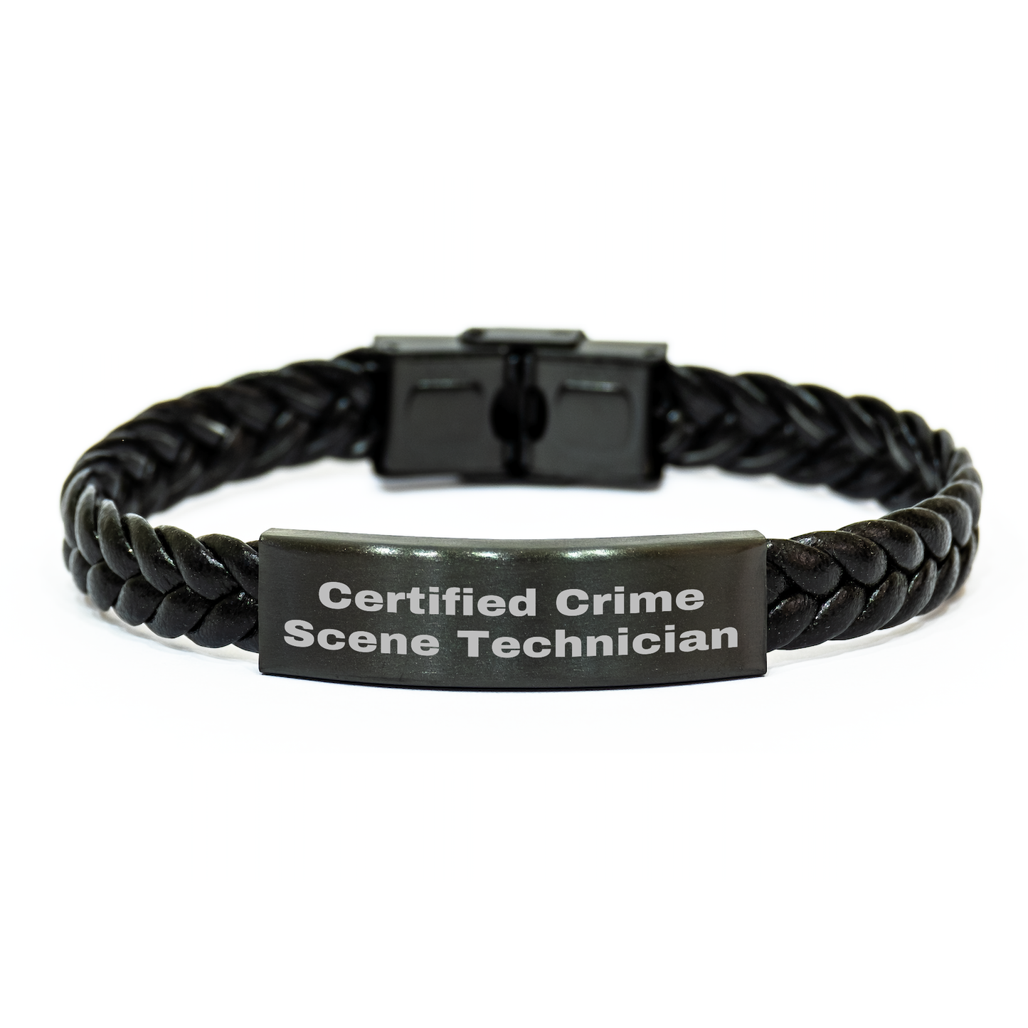 Certified Crime Scene Technician Gifts - Funny Interlaced Leather Bracelet for Mom, Gifts from Friends to Crime Scene Technician on Mother's Day, Stainless Steel and PU Leather - Image 1