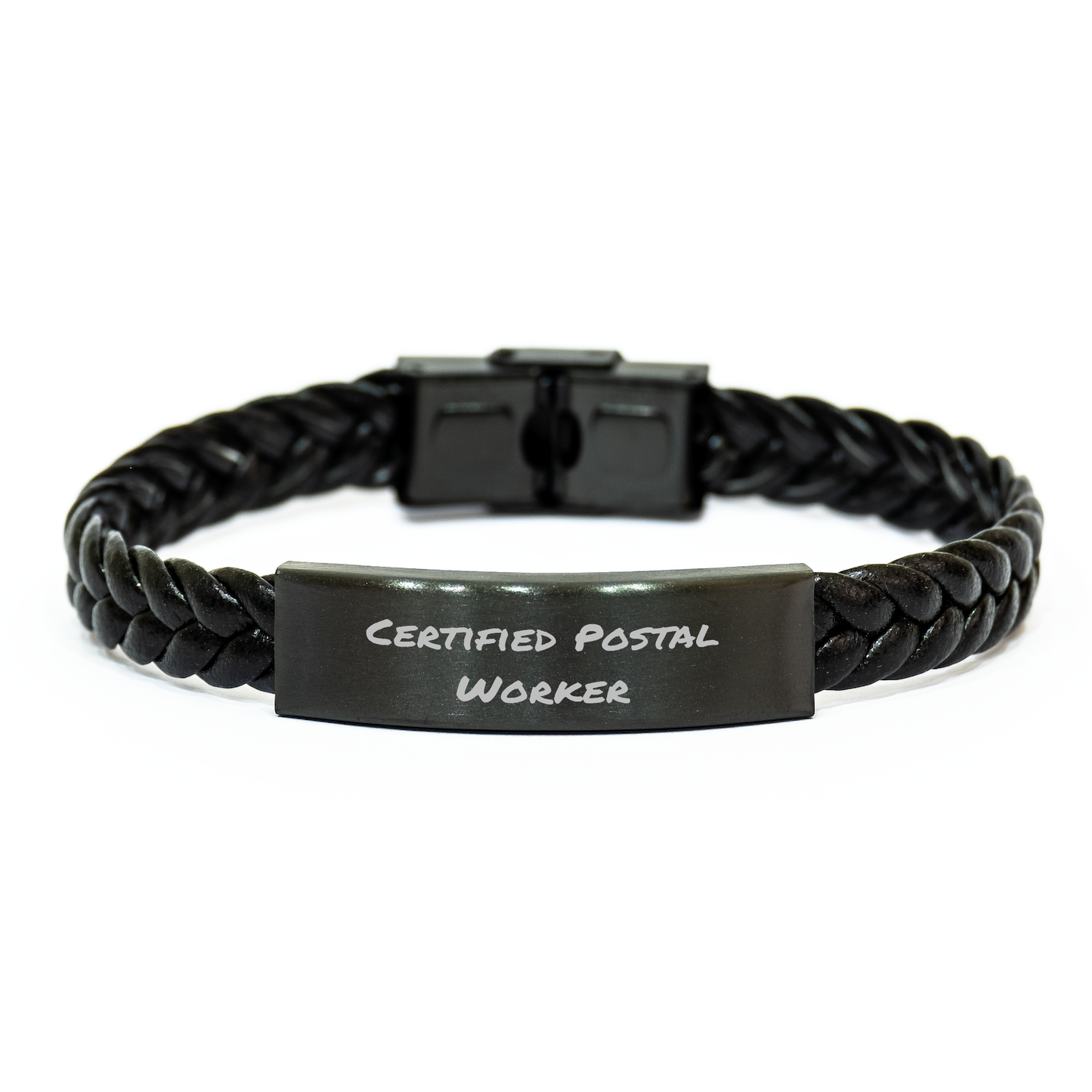 Funny Postal Worker Gifts, Certified Postal Worker Quote, Interlaced Leather Bracelet for Men, Unique Father's Day Unique Gifts from Men, Gifts for Postal Workers - Victory Thru Vision