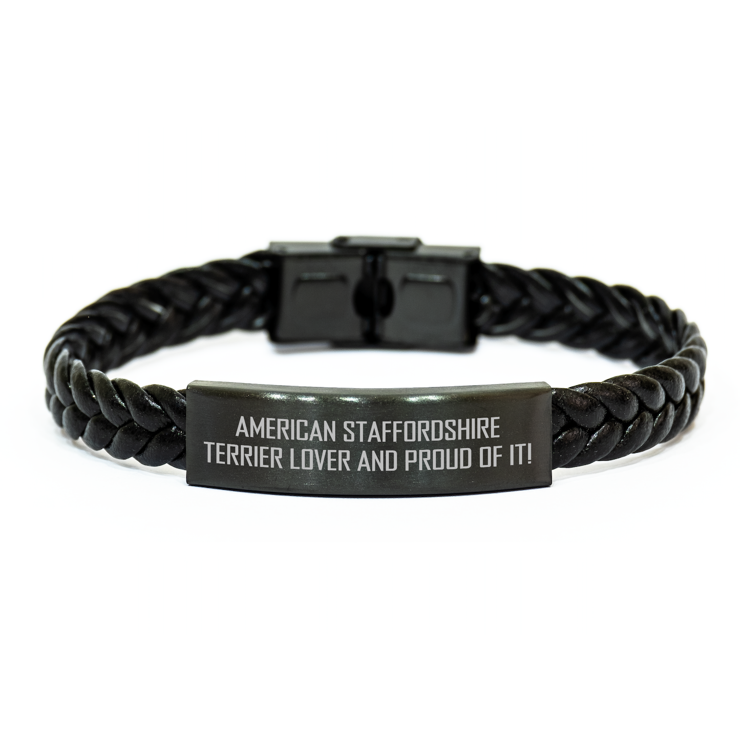 American Staffordshire Terrier Dog Gifts, Funny Quote Interlaced Leather Bracelet, Gifts from Men to American Staffordshire Terrier Dog Lovers for Father's Day Unique Gifts - Image 1