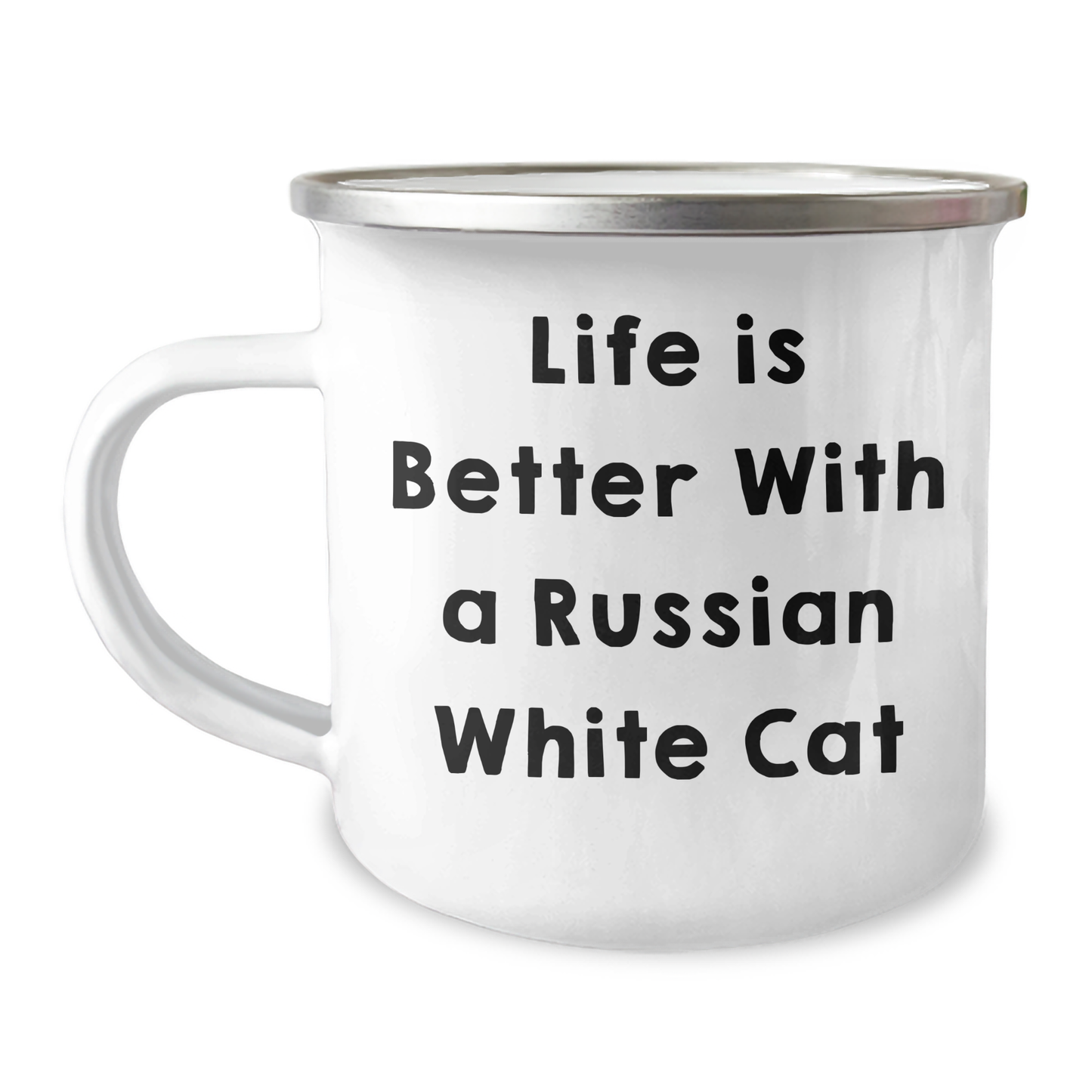Russian White Cat Lover's Camping Mug, Funny Quote, Gifts from Friends, Father's Day Unique Gifts for Men, Women, Family - Victory Thru Vision