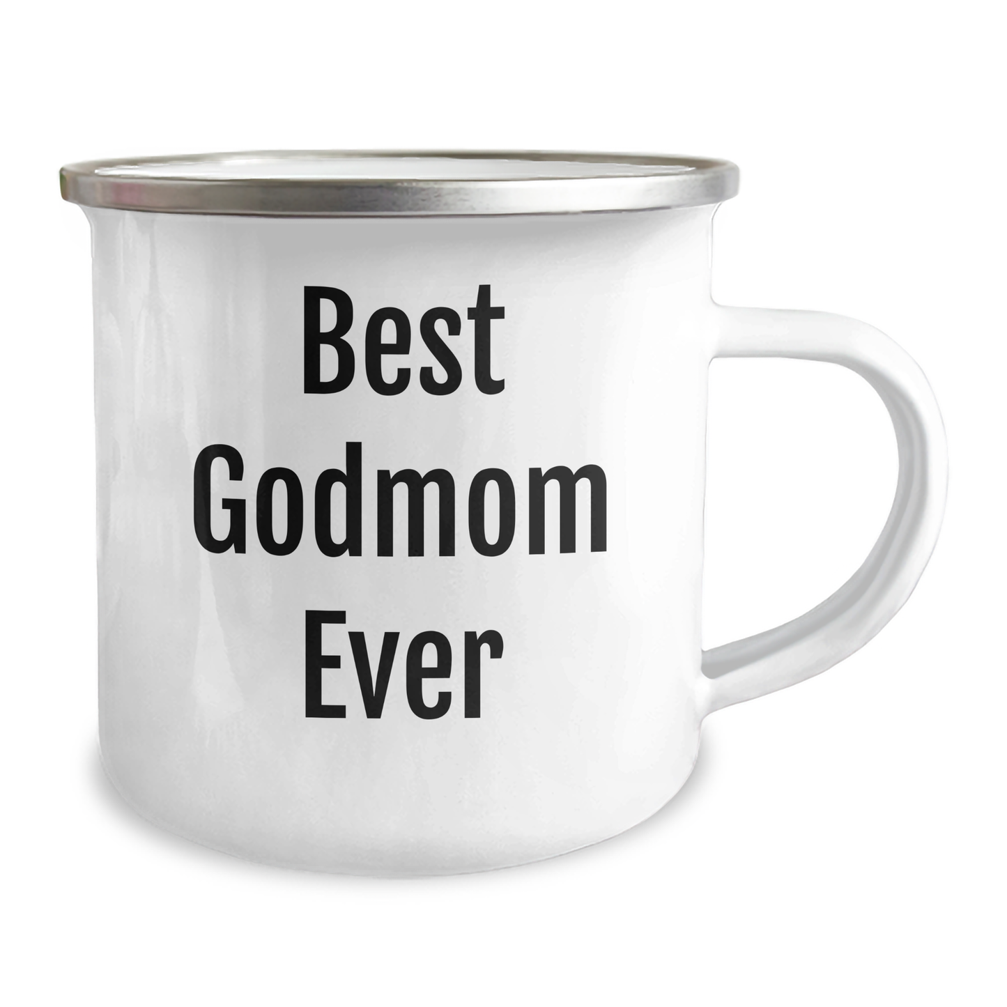 Gifts from Men to Best Godmom Ever - Funny Camping Mug for Mother's Day, Godmom Gifts, 12 oz Stainless Steel with Enamel Finish - Victory Thru Vision